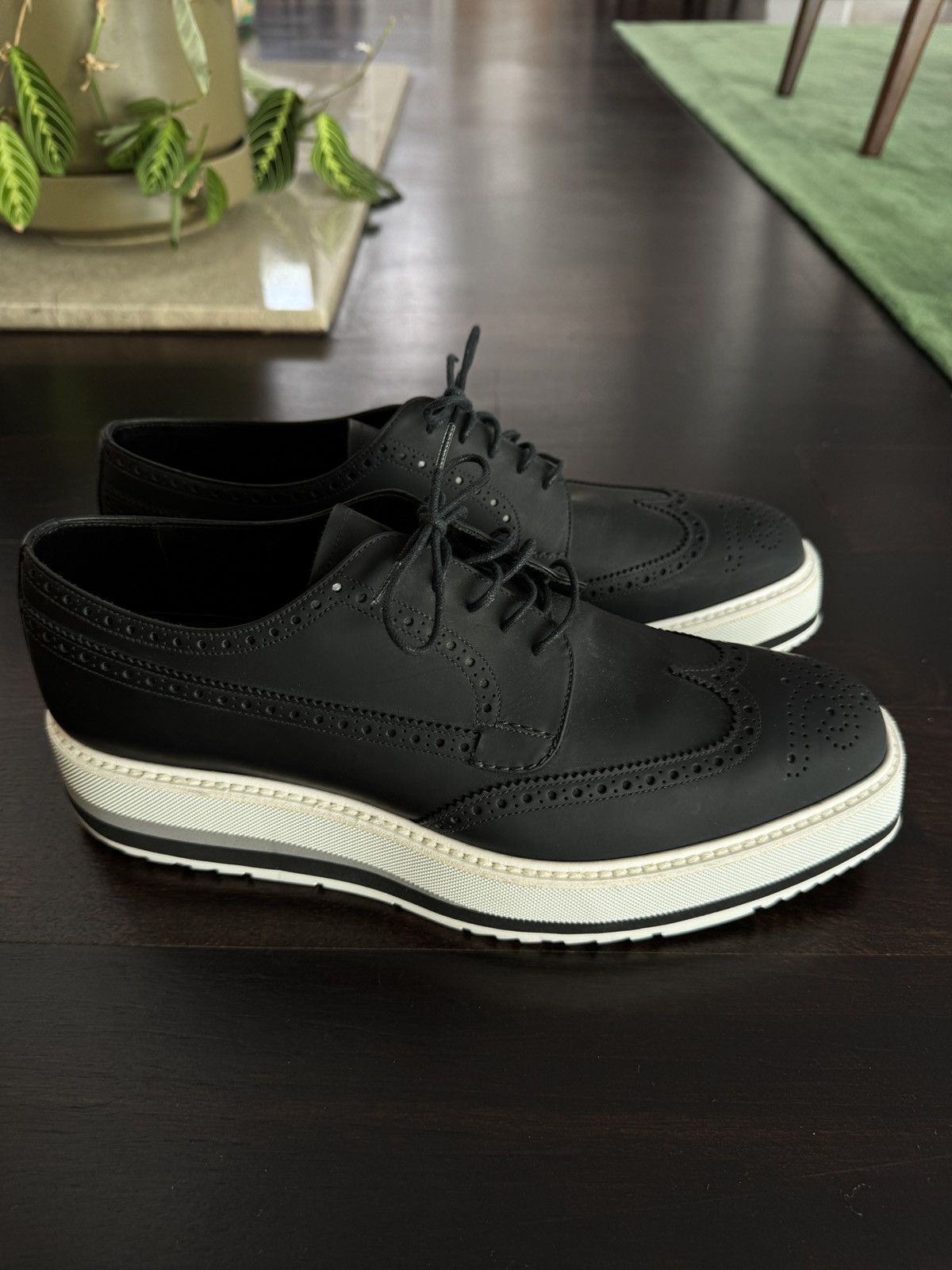 Prada Prada Black Lace-Up Brogue Platform Dress Shoes Size US 9 / EU 42 - 2 Thumbnail