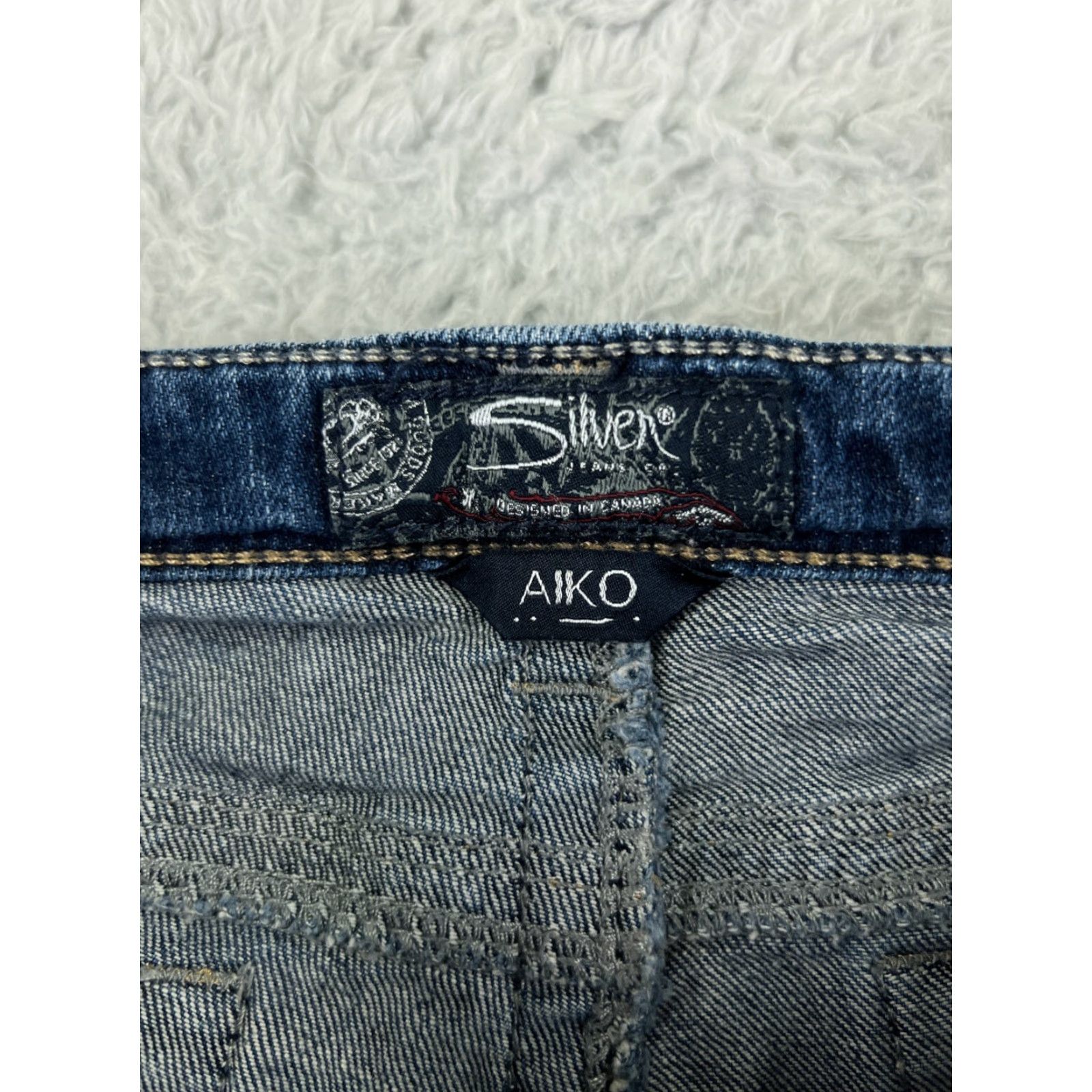 Silver Jeans Co. Silver Jeans Women’s Bootcut Pants 31 Blue Denim Aiko Embroidered Cotton Stretch Size 24" / US 00 / IT 34 - 3 Thumbnail