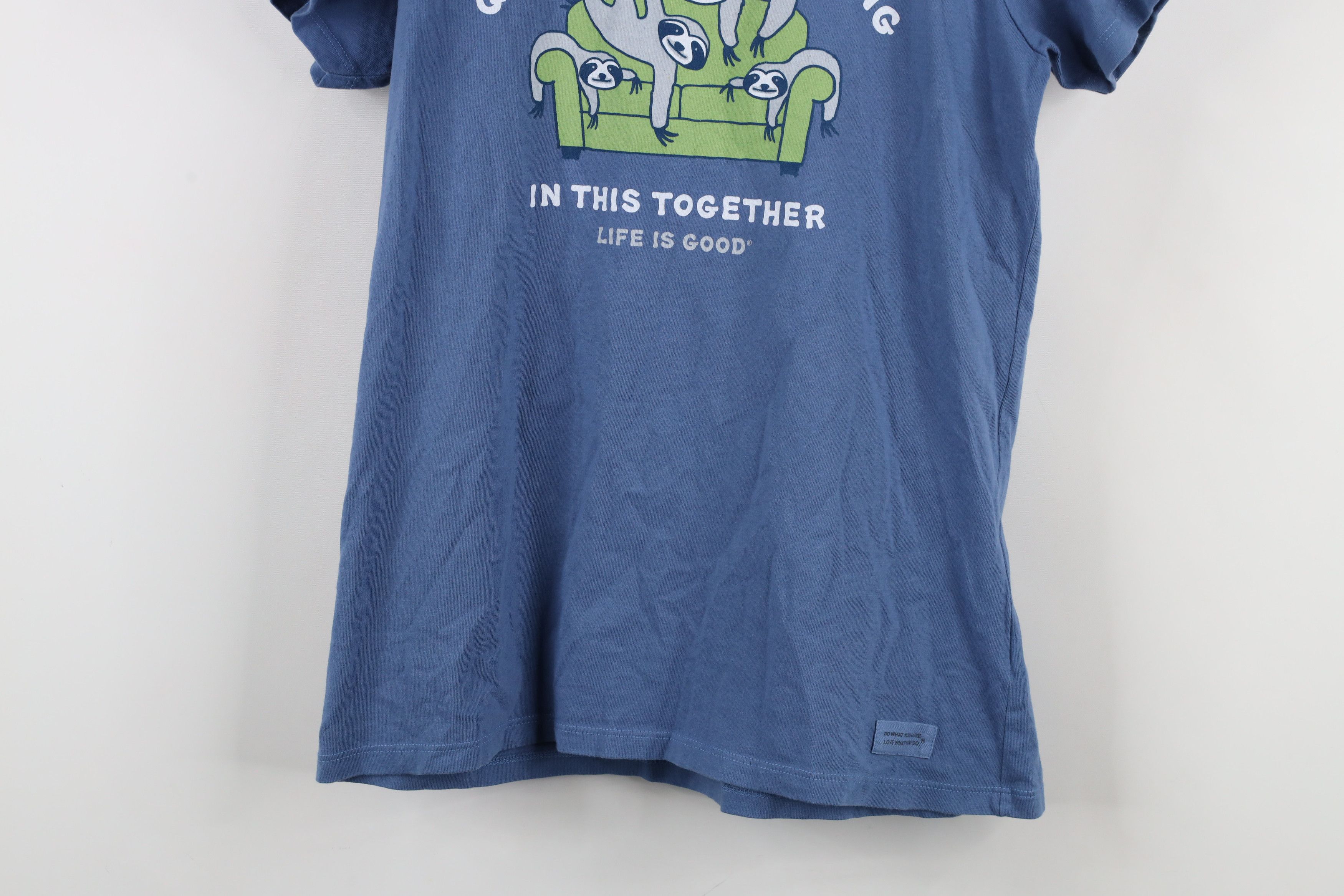 Life is Good × Vintage Life Is Good Quaranteam In This Together Sloth T-Shirt Blue Size S / US 4 / IT 40 - 3 Thumbnail