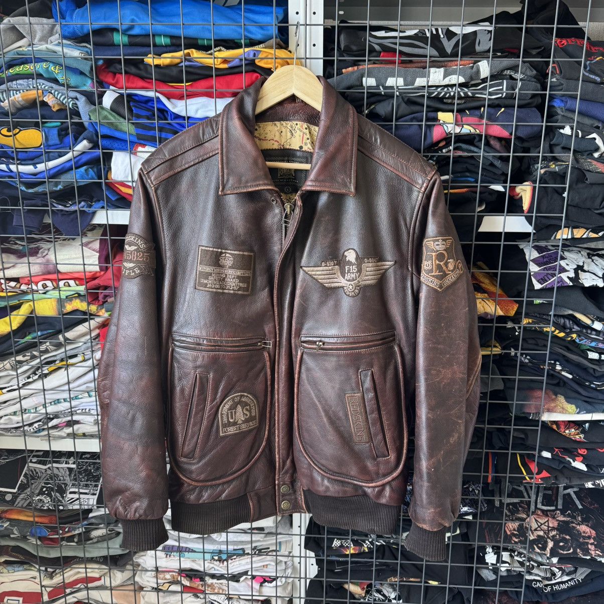 NFL Vintage Redskins Leather Bomber Jacket Size US L / EU 52-54 / 3 - 2 Thumbnail