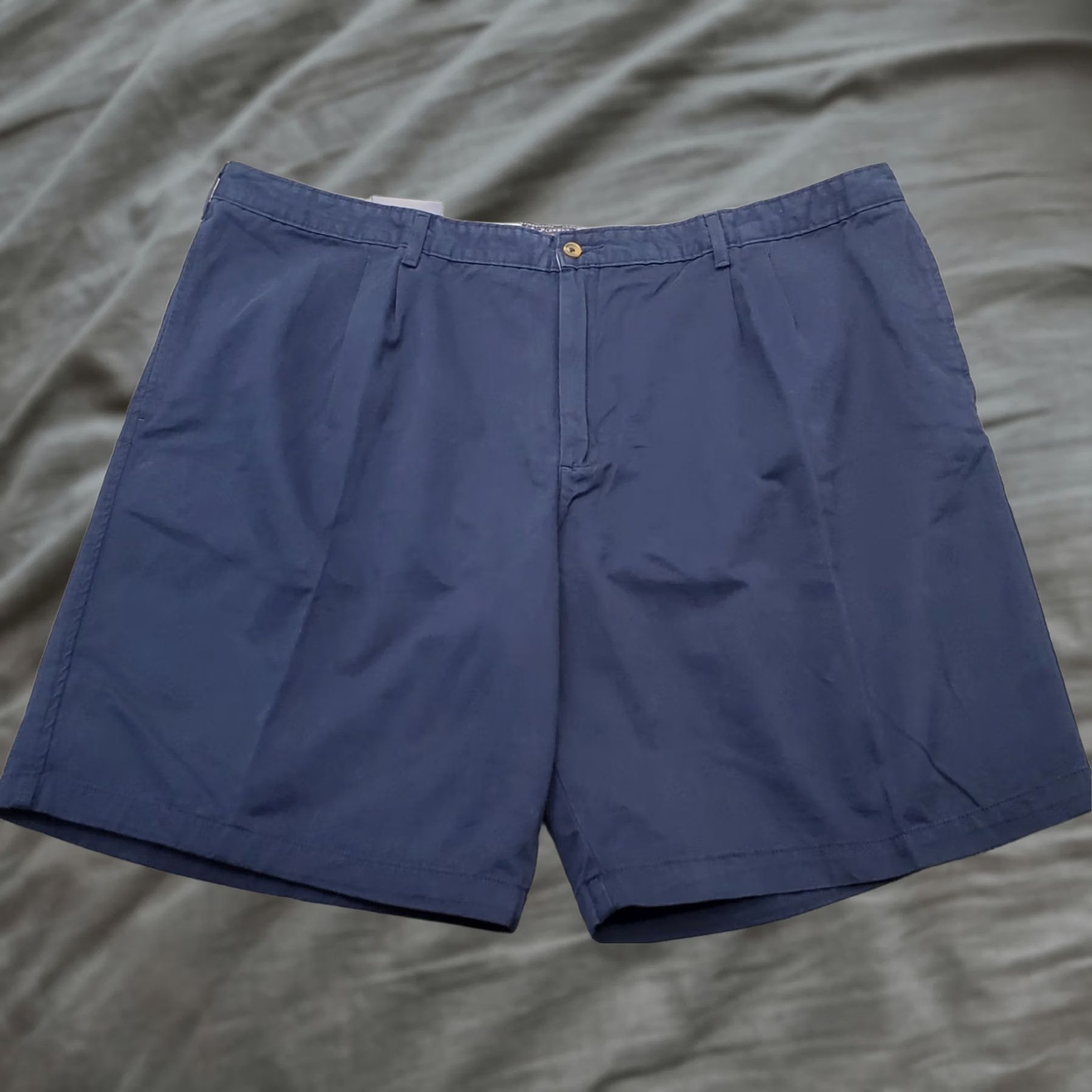 Vintage Saddlebred Chino Shorts Mens Plus 48W Blue Pleated Front Regular Fit High Waist Short Size US 30 / EU 46 - 1 Thumbnail