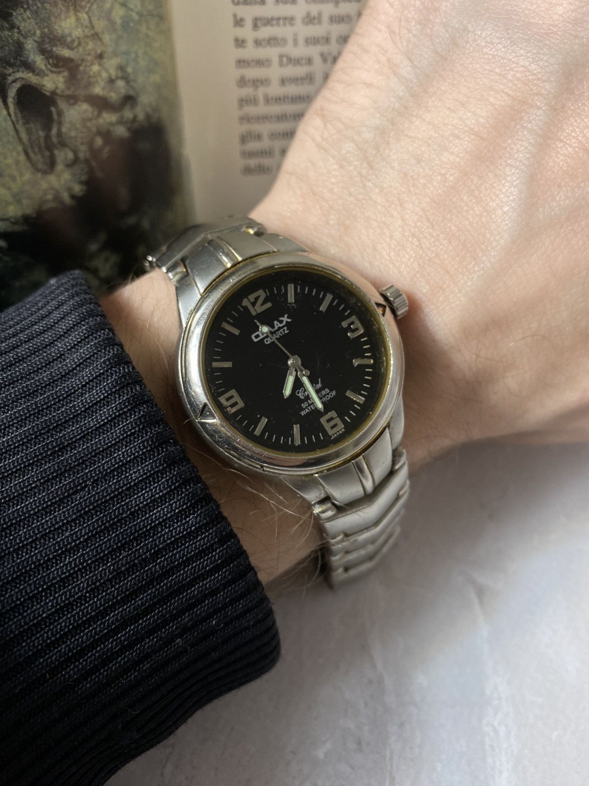 Japanese Brand Vintage OMAX Quartz Watch 3 ATM, Steel, Black Dial Size ONE SIZE - 2 Thumbnail