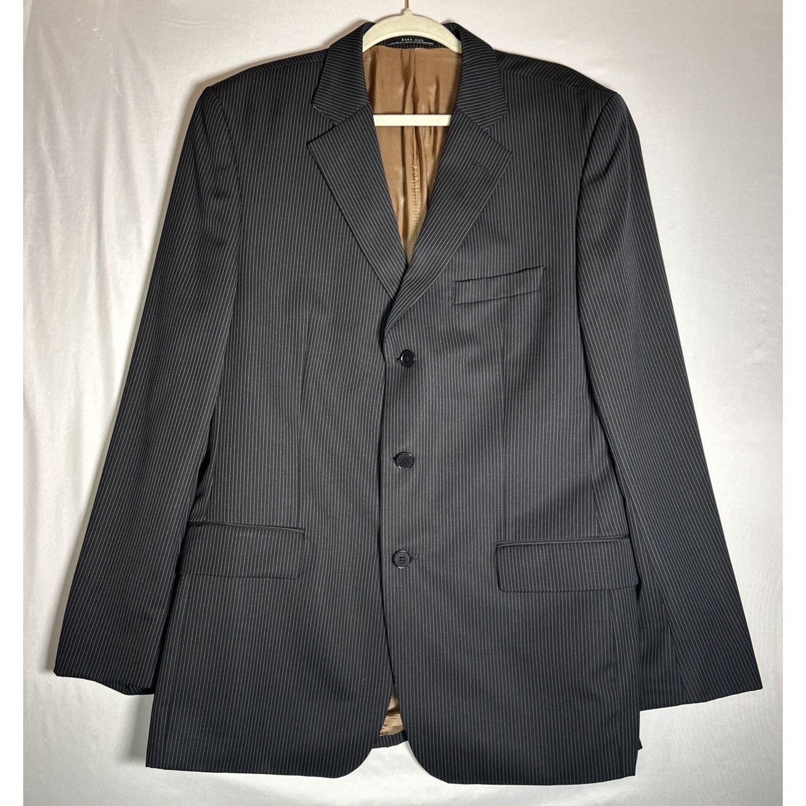 Zara Man Men's Piece Suit And Pants Grey Striped Sz 44R