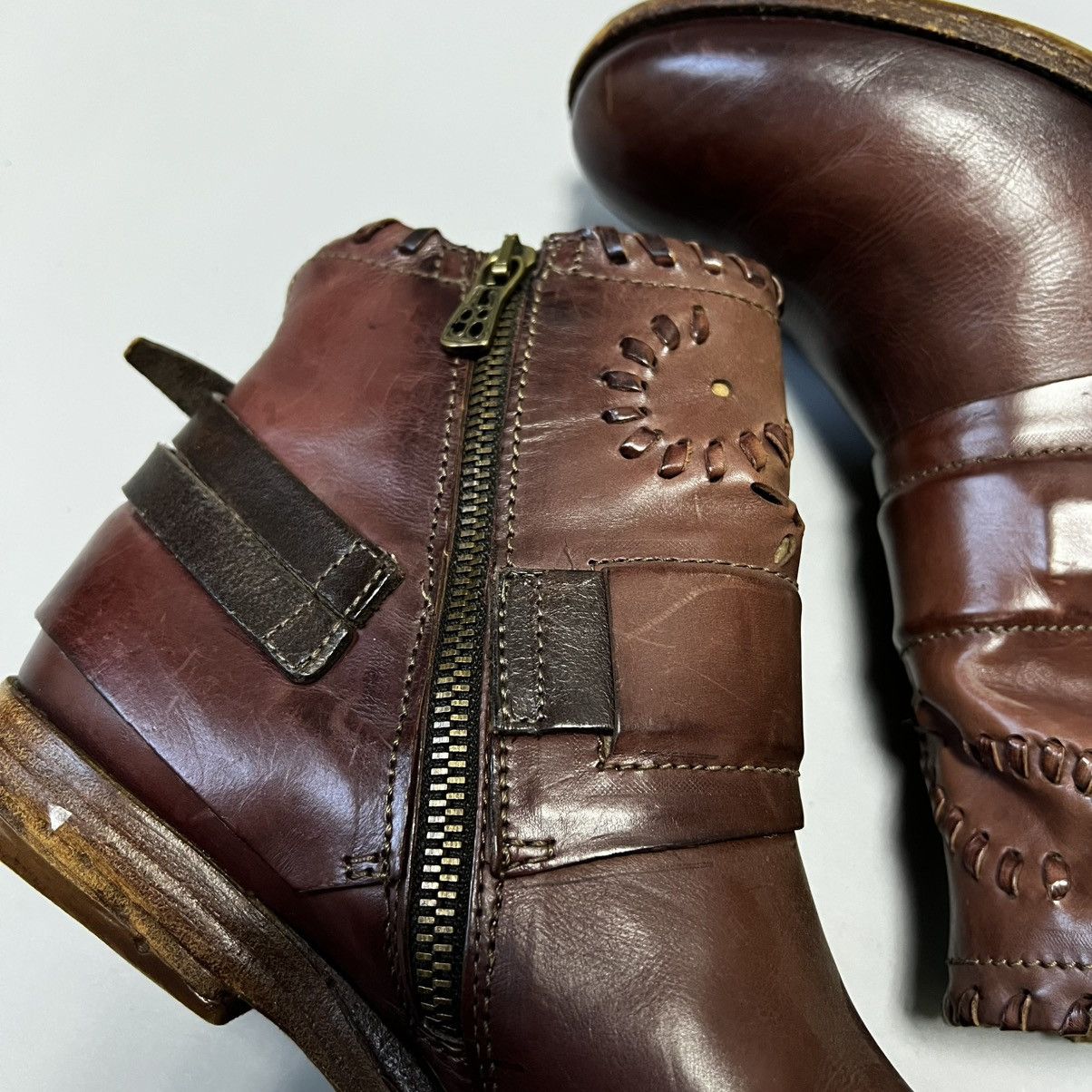 A.S.98 A.S.98 Airstep Design Zip Ankle Boots Shoes Burgundy leather Size US 7 / IT 37 - 15 Thumbnail