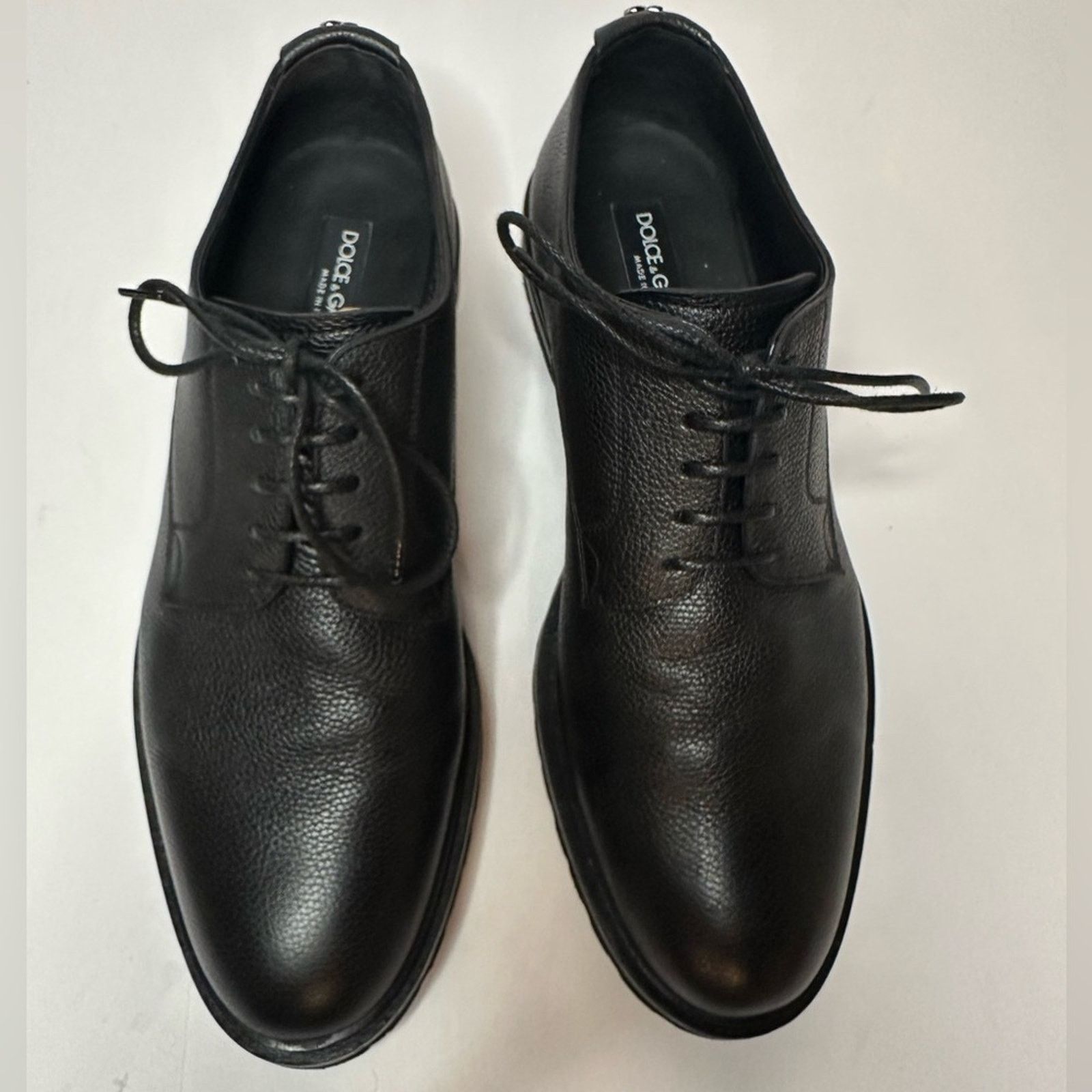 Dolce & Gabbana Black Grained Calf-skin Derby Shoes US 10 Lace Vibram Sole Size US 10 / EU 43 - 3 Thumbnail