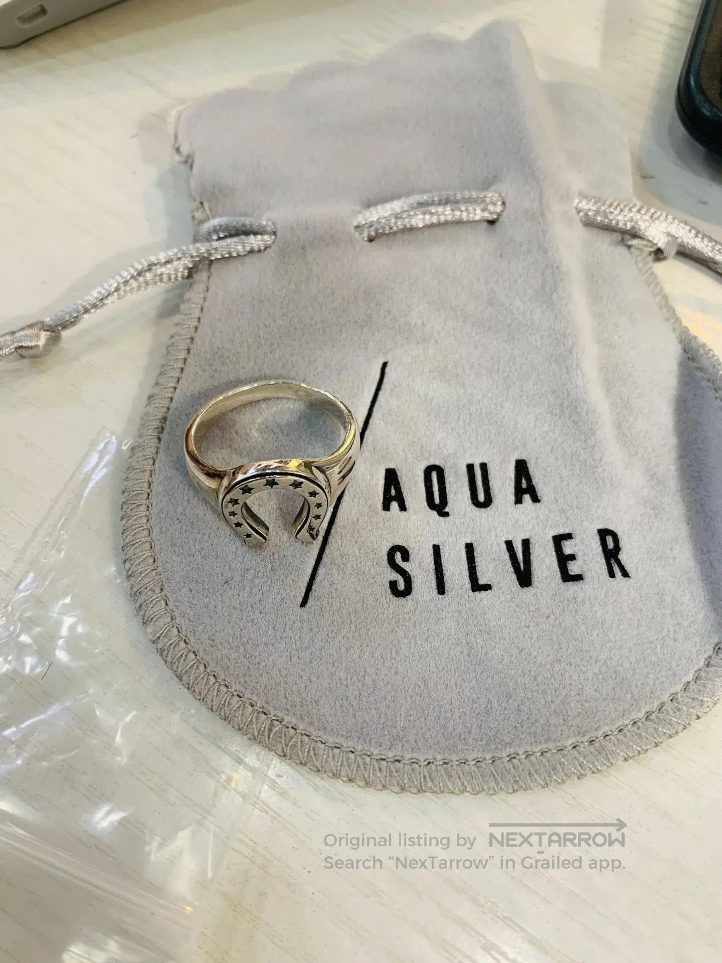 AQUA Silver Japanese Designed Horseshoe Ring. Size ONE SIZE - 1 Thumbnail
