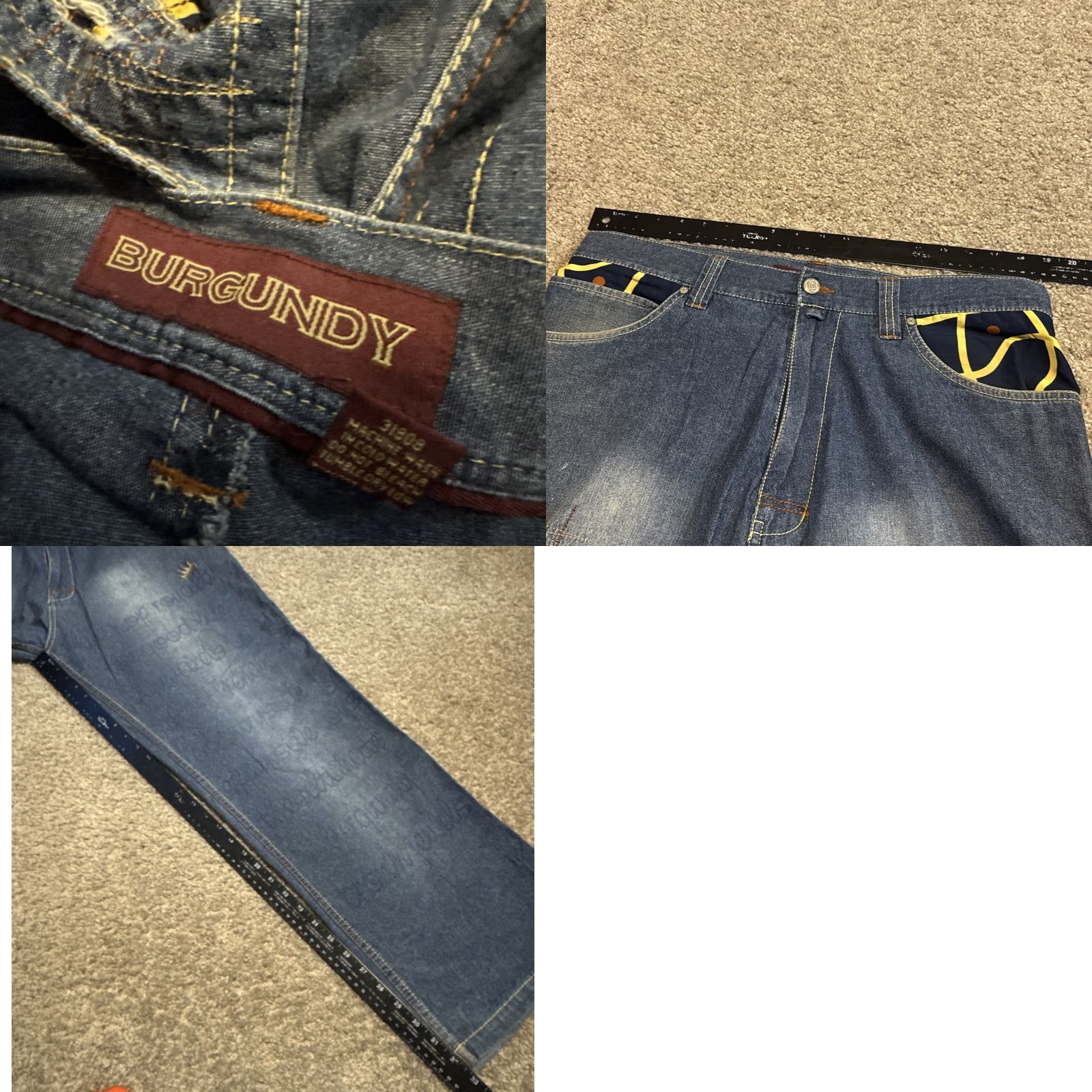 J Brand VINTAGE Y2K Burgundy Brand Baggy Hip Hop Embroidered Jeans 38x34 Men Red Wide-Leg Style Size US 38 / EU 54 - 8 Thumbnail