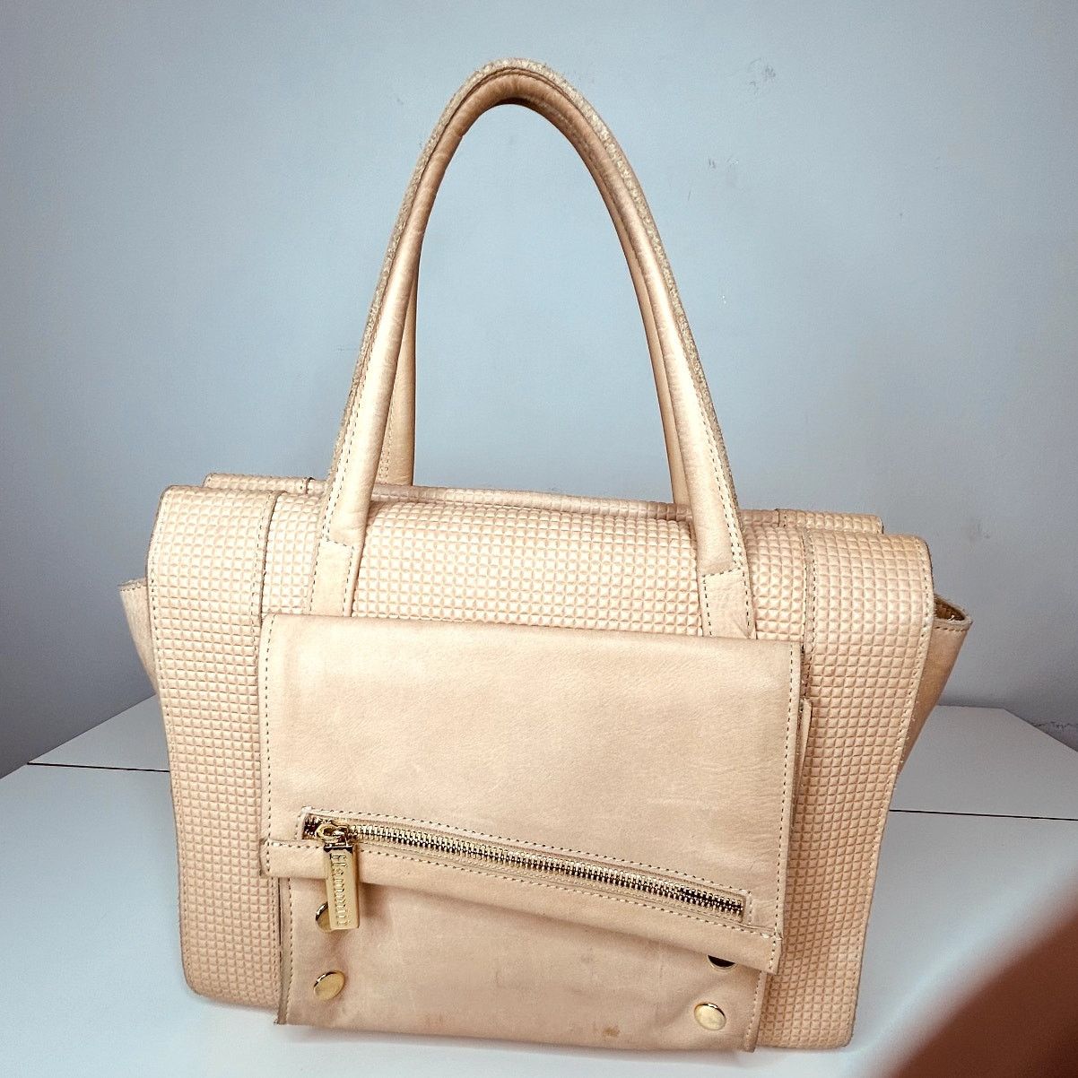 HAMMITT Hammitt Cream Leather Satchel Front Zip Pocket Red Interior Size ONE SIZE - 5 Thumbnail