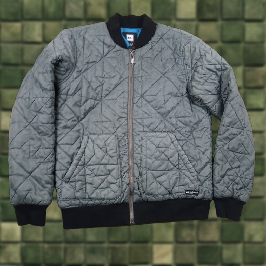 Quiksilver VINTAGE Quiksilver Estilo Logo Quilted Puffer Bomber Jacket Mens Medium Green Jacket Size US M / EU 48-50 / 2 - 1 Thumbnail