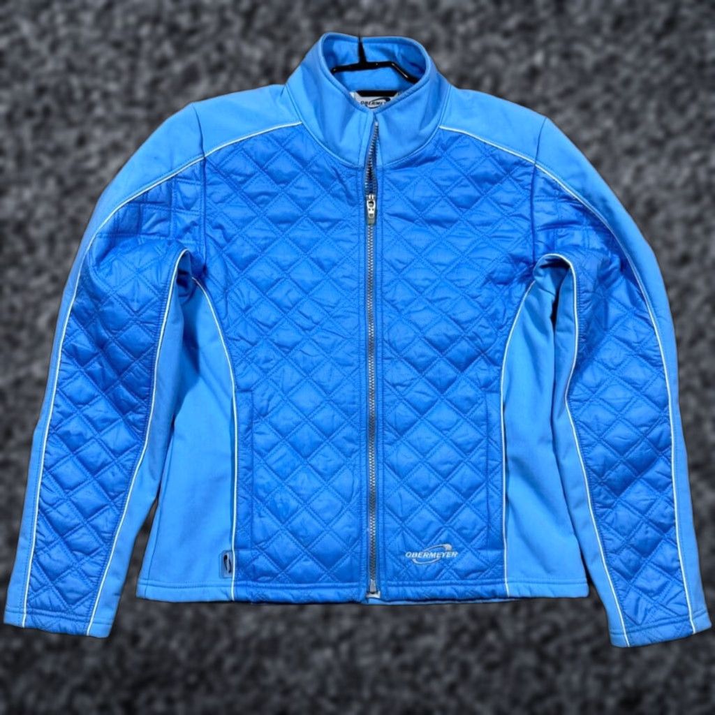 Obermeyer Obermeyer Jacket Womens Size 10 Blue Hybrid Quilted Soft Shell Full Zip Jacket Size L / US 10 / IT 46 - 1 Thumbnail
