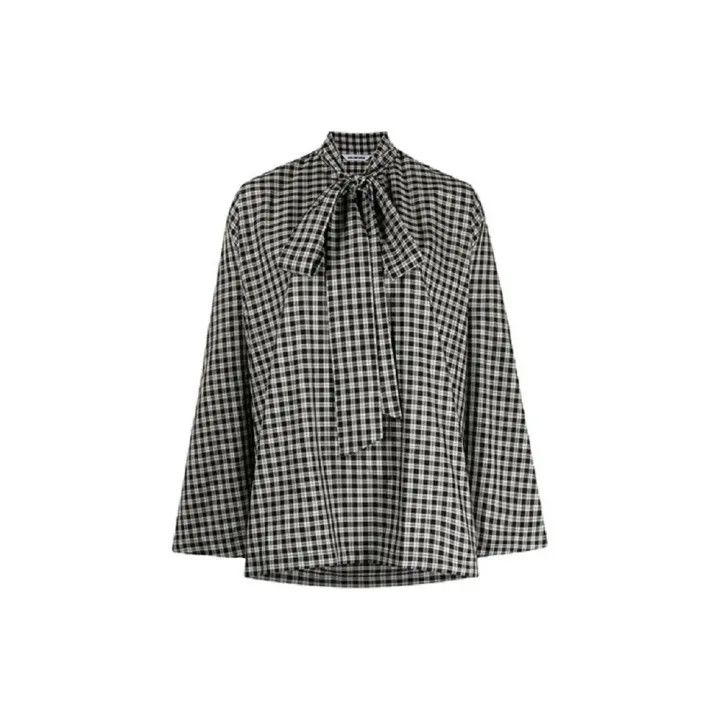Balenciaga Balenciaga Black Checkered Bow Tie Blouse 0079 Size XS / US 0-2 / IT 36-38 - 1 Thumbnail