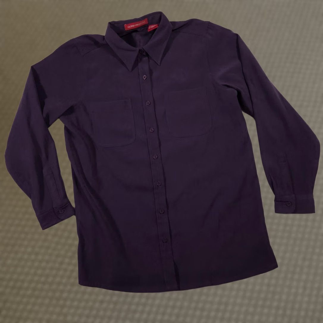 Gloria Vanderbilt Gloria Vanderbilt Shirt Womens Large Purple Button Front Long Sleeve Blouse Top Size L / US 10 / IT 46 - 1 Thumbnail