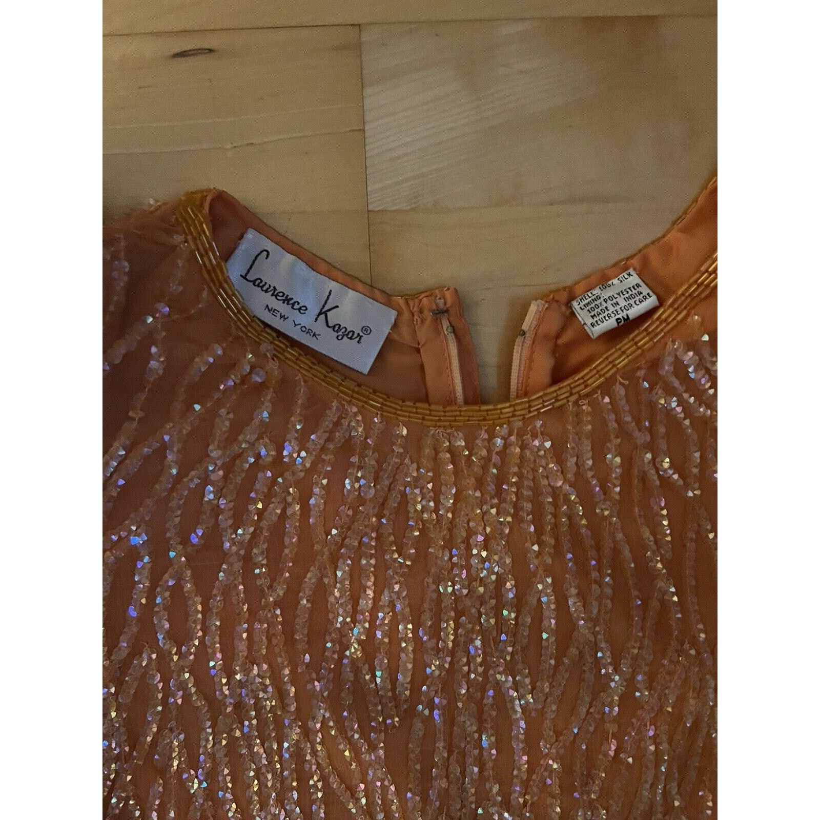 laurence kazar new york beaded dress 1980’s Laurence Kazar New York Sequined Peacock colors Evening Jacket Sz Medium main image 0