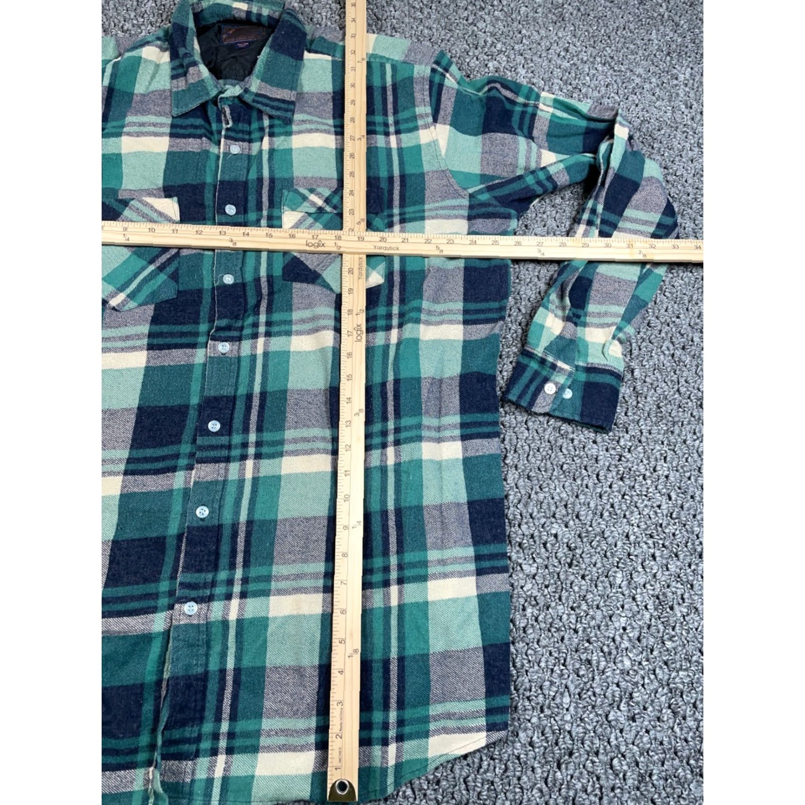 Vintage VTG Woodland Lightweight Flannel Shirt Adult 2XL Tall Green Beige Plaid Workwear Shirt Size US XXL / EU 58 / 5 - 4 Thumbnail
