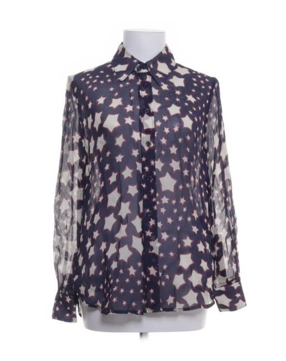 Hedi Slimane × Saint Laurent Paris F/W13 Blue Silk Star Button Up Shirt Size US L / EU 52-54 / 3 - 1 Thumbnail