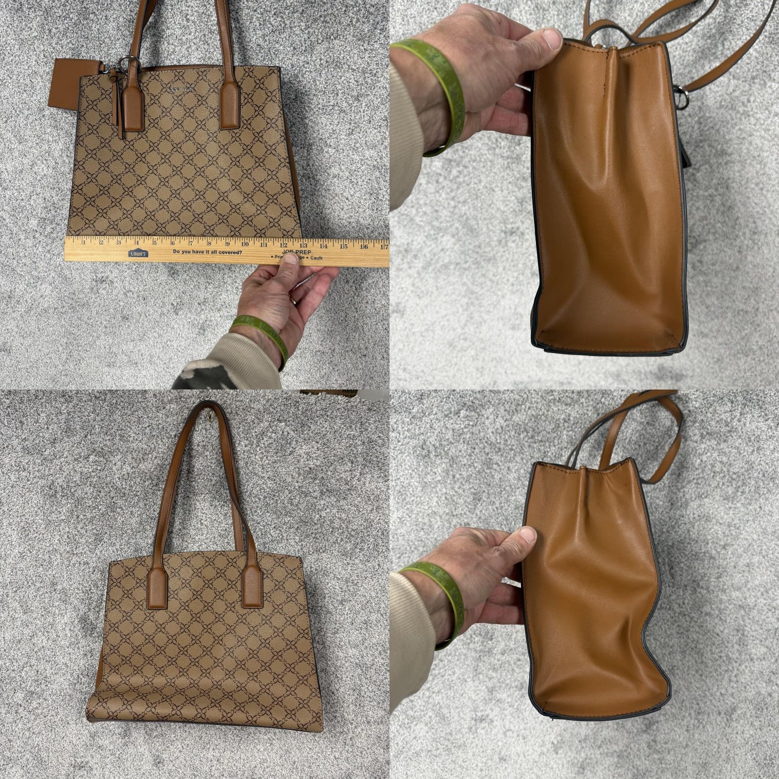 Nine West Nine West Tote Womens Large Brown Monogram Faux Leather Shoulder Pouch Work Bag Size ONE SIZE - 8 Thumbnail