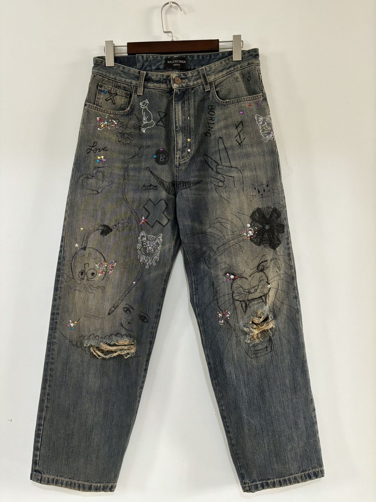 Balenciaga balenciaga crystal denim Size US 31 - 1 Thumbnail