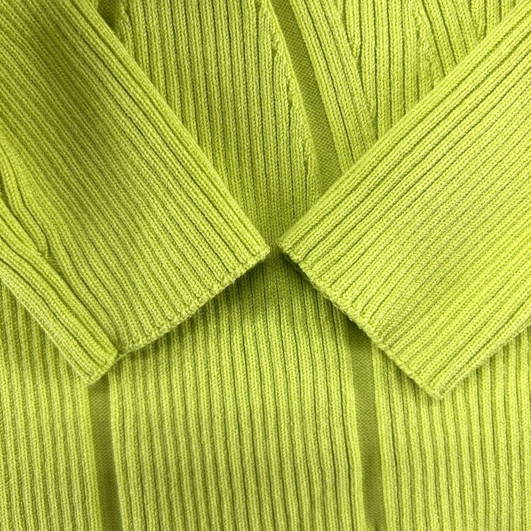 Express VINTAGE Express Top Womens XS Green Long Sleeve Ribbed Knit Padded Contour Y2K Size XS / US 0-2 / IT 36-38 - 3 Thumbnail
