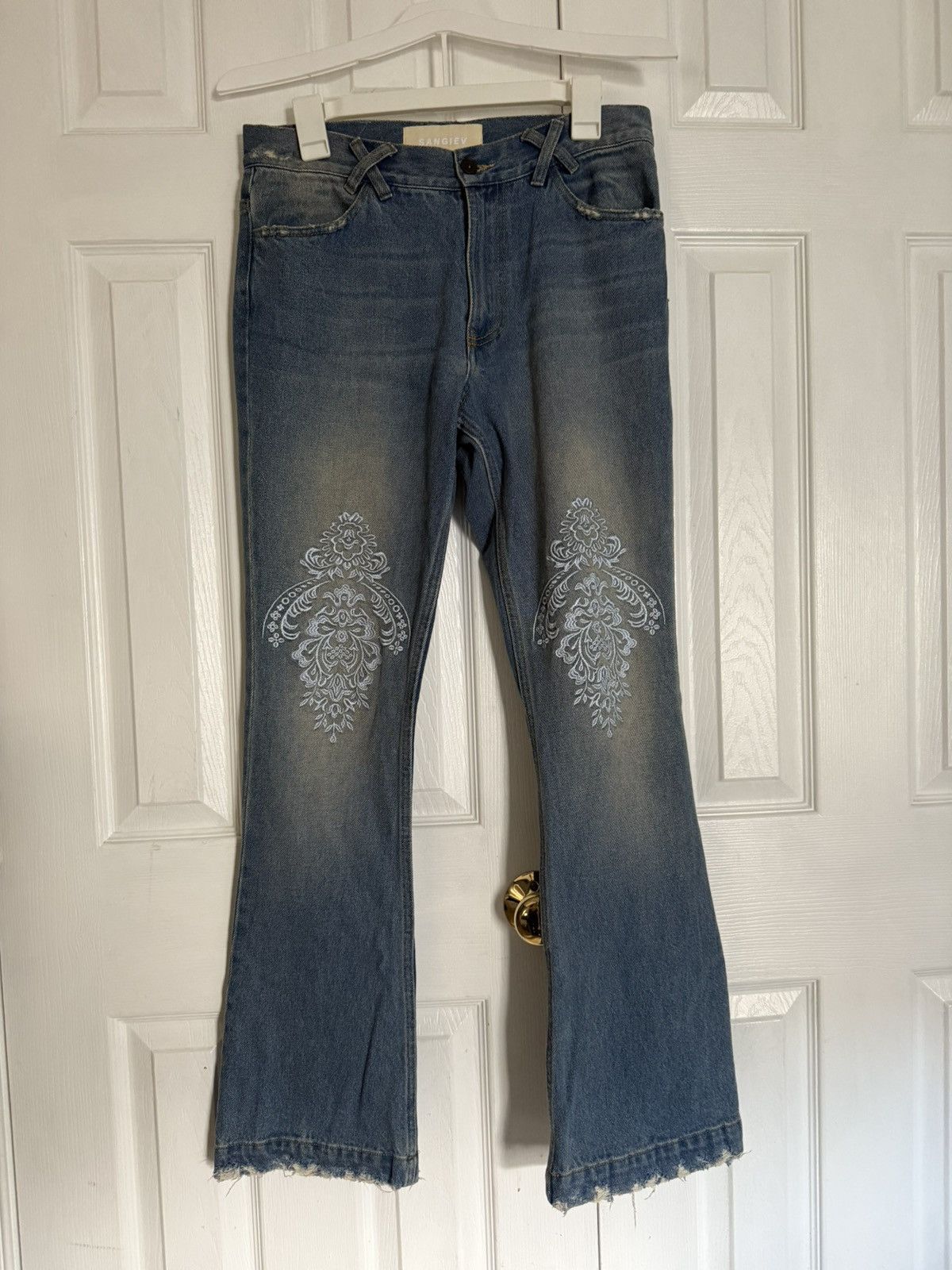 Sangiev Sangiev Blue Embroidered Denim Size US 30 / EU 46 - 1 Thumbnail
