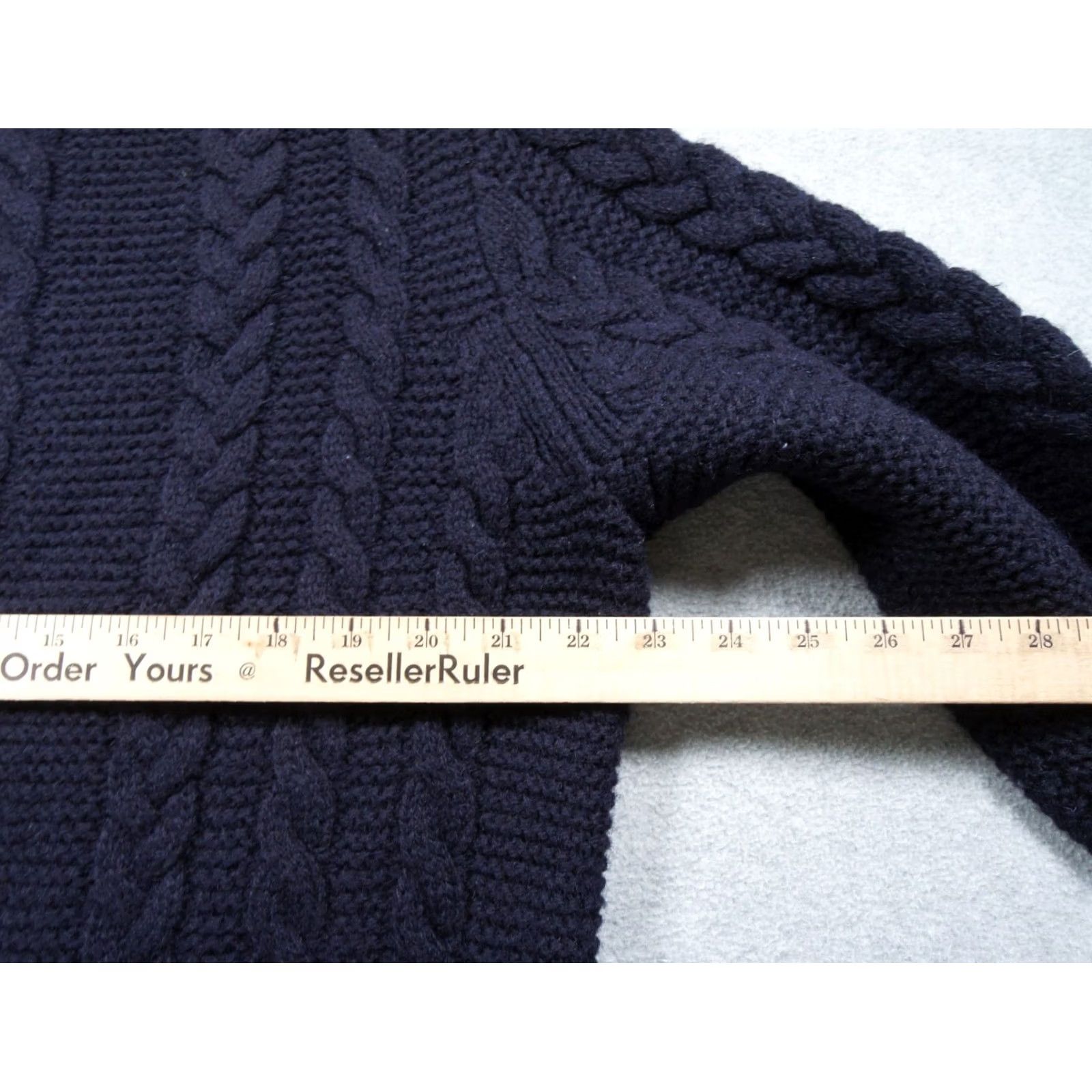 Wallace & Barnes Wallace & Barnes Sweater Mens Medium Blue Cable Knit Wool Fisherman Pullover Crew Neck Knitted Knit Solid Size US M / EU 48-50 / 2 - 7 Thumbnail
