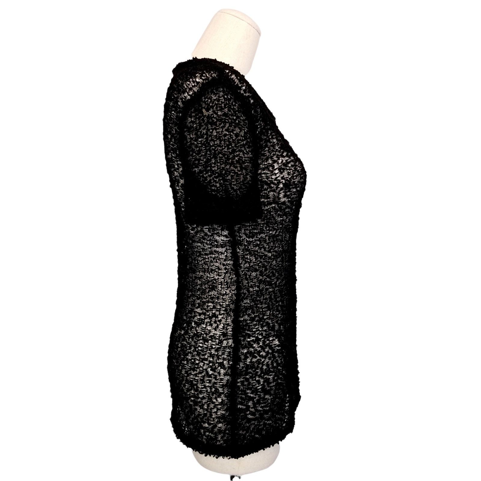 Rag & Bone Rag & Bone Wool Blend Sheer Knit Short Sleeve Top Black S Size S / US 4 / IT 40 - 4 Thumbnail