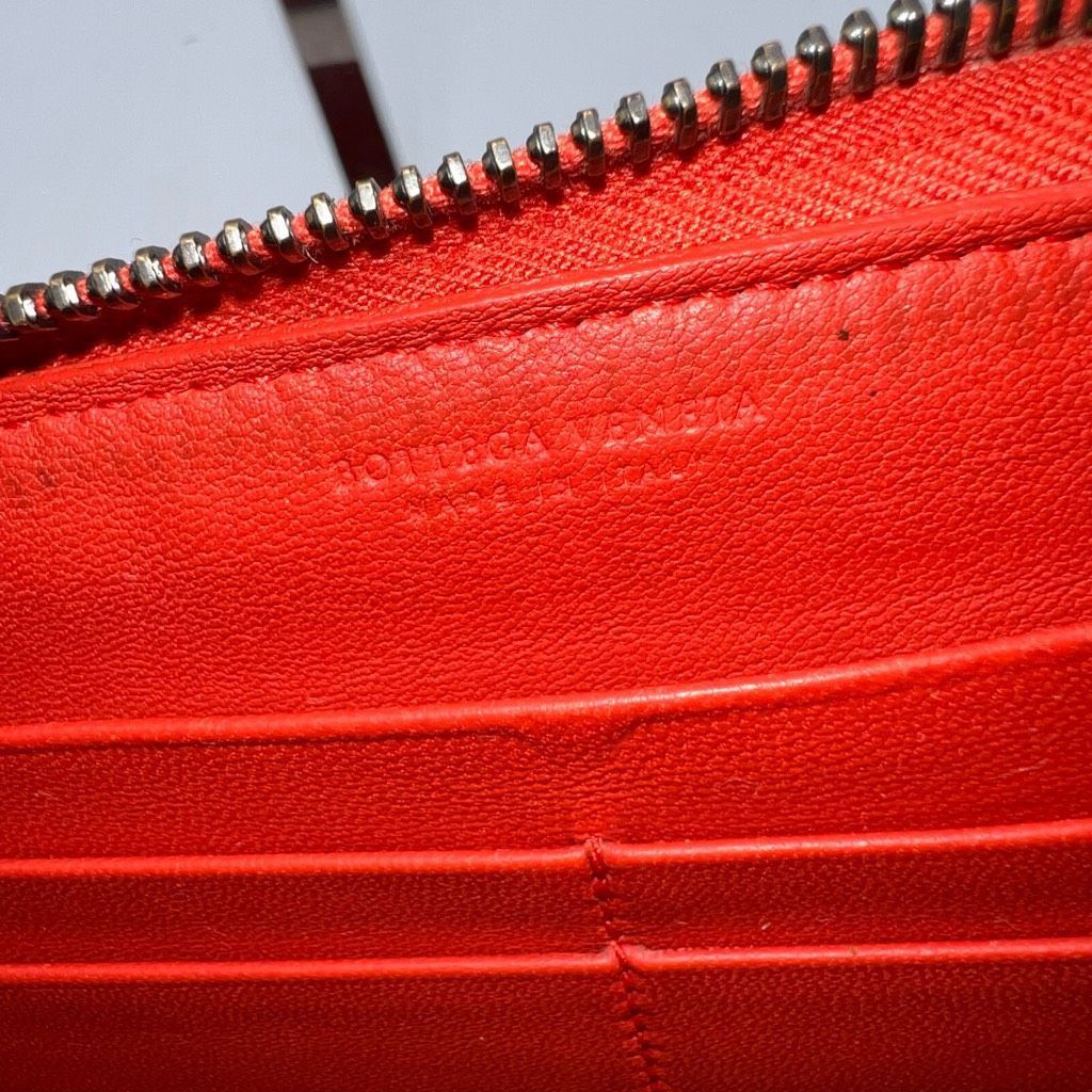 Bottega Veneta Bottega Veneta Red/Orange Intrecciato Woven Nappa Leather Zip Around Wallet Size ONE SIZE - 9 Thumbnail