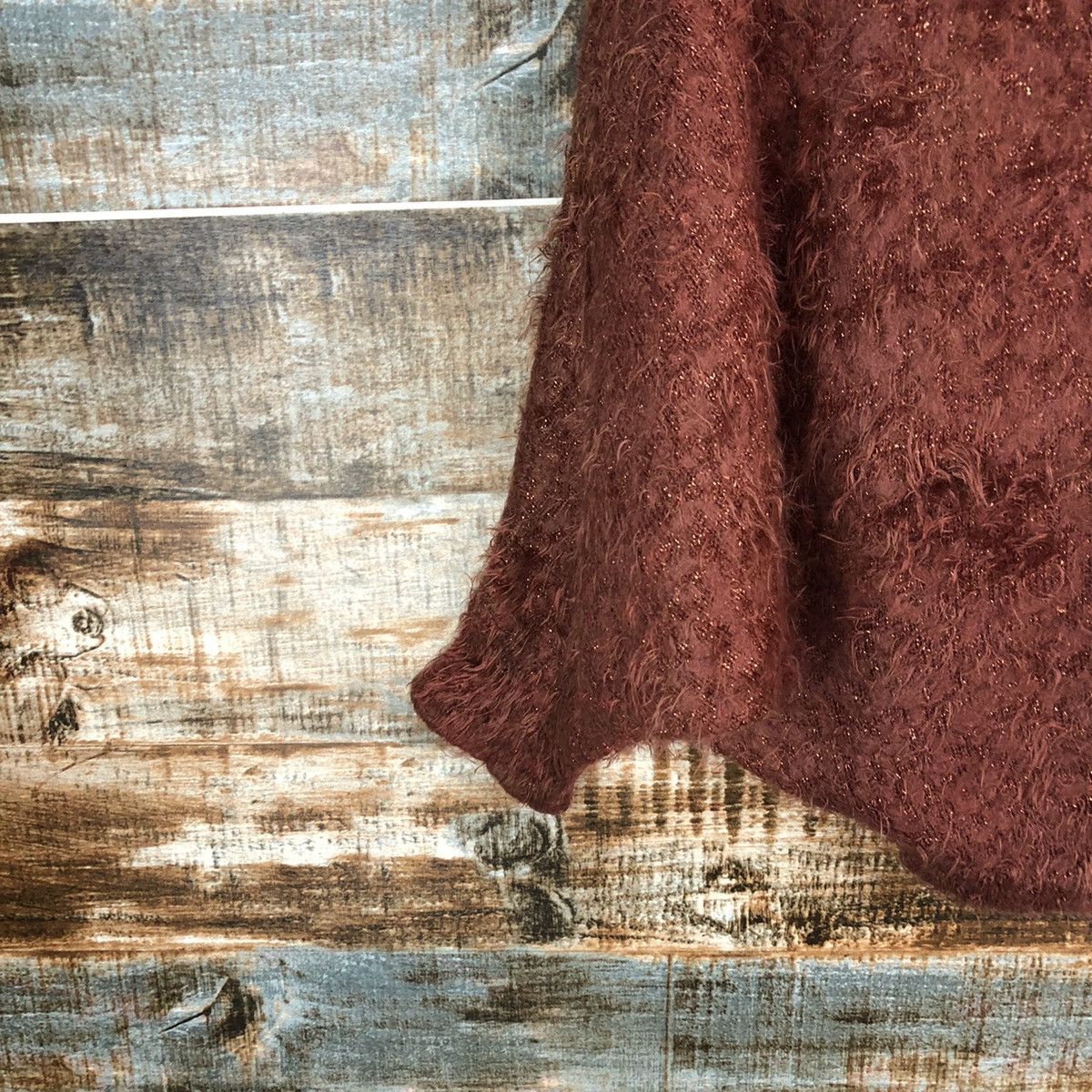 Homespun Knitwear × Japanese Brand Pimky Brown Cloaks fur mohair shaggy Knitwear #A1724 Size US M / EU 48-50 / 2 - 7 Thumbnail