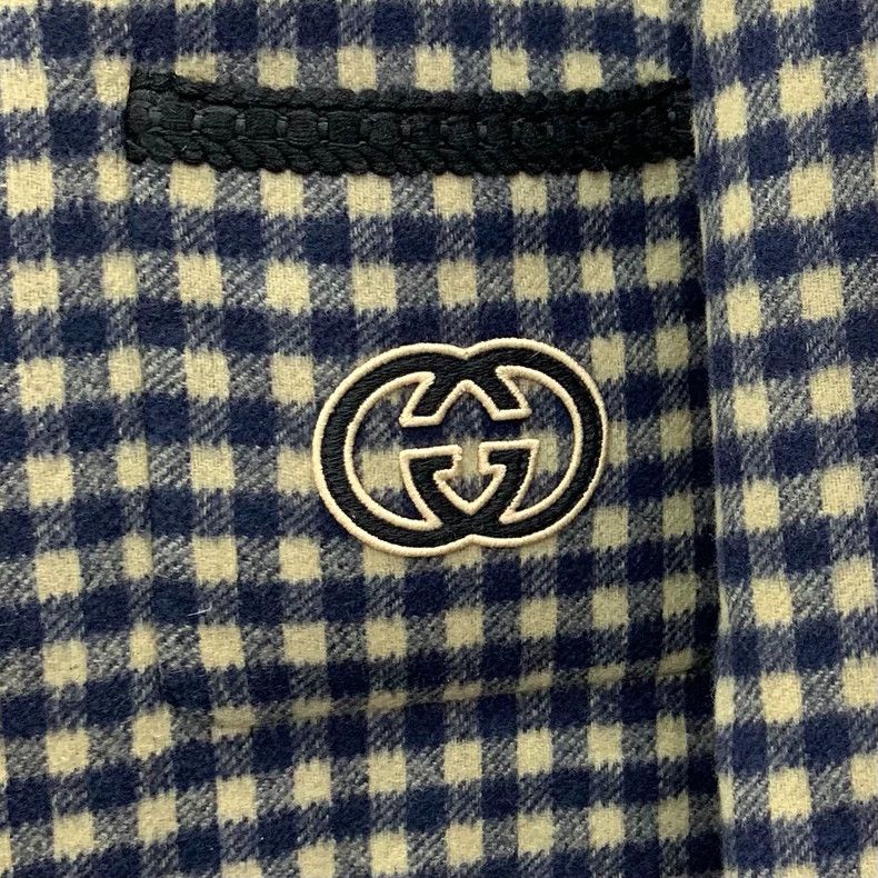 Gucci Gucci Colour-blocked logo embroidered plaid wool round nec Size US L / EU 52-54 / 3 - 5 Thumbnail