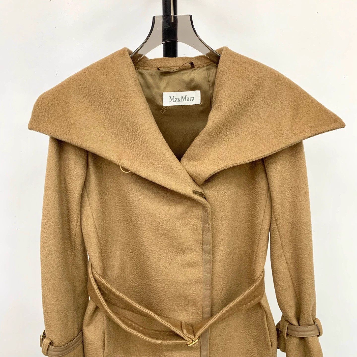 Max Mara MaxMara Main Line Camel Collar Tie Midi Coat 38 Size S / US 4 / IT 40 - 3 Thumbnail