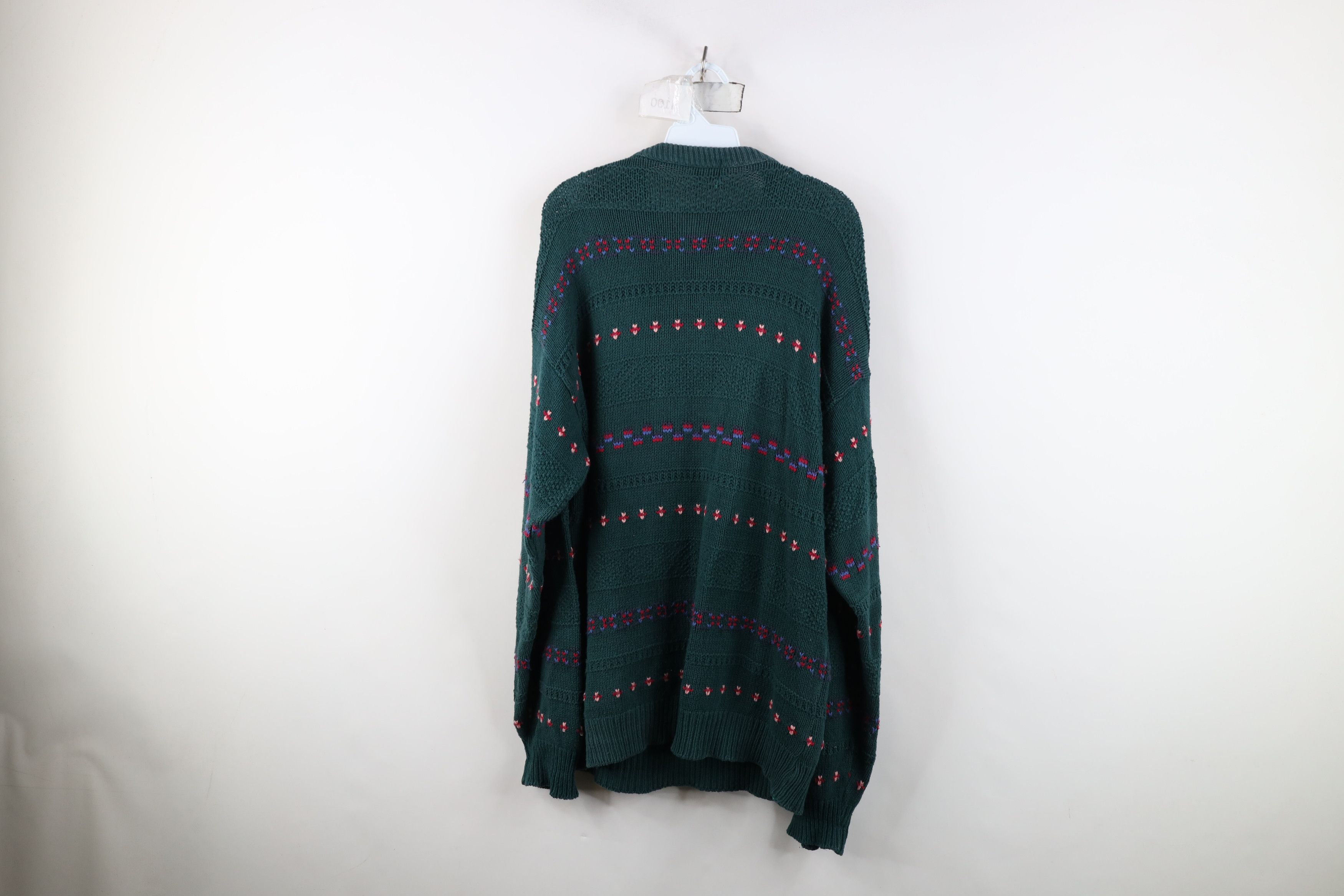 Vintage Vintage 90s Streetwear Fair Isle Knit Crewneck Sweater Green Size US XL / EU 56 / 4 - 9 Thumbnail