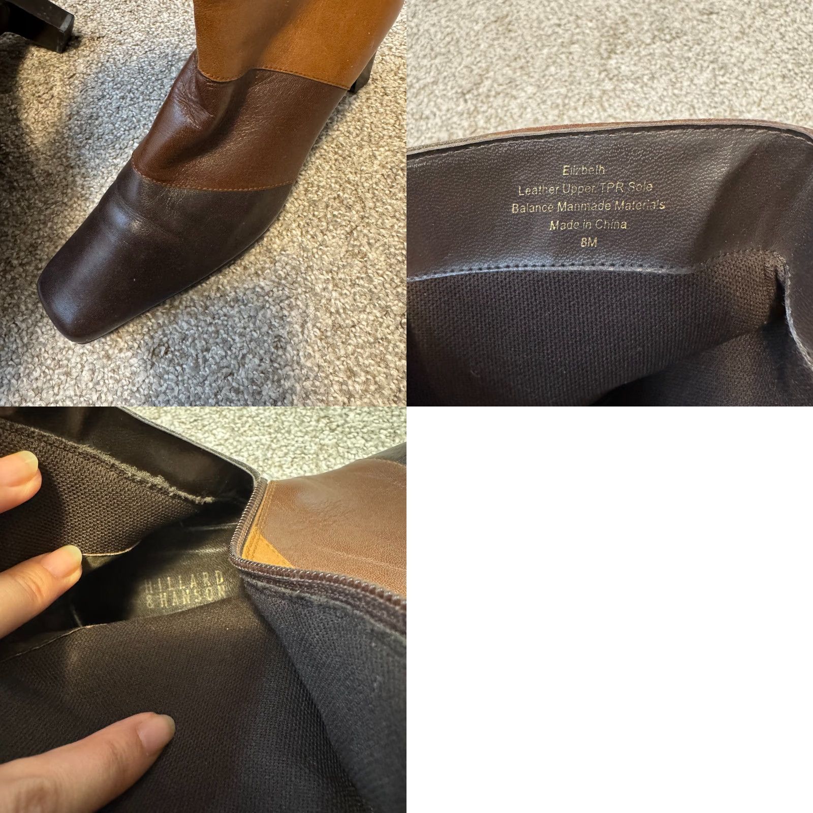Vintage Y2K Vintage Leather Square Toe Ankle Boots 8 Brown Patchwork 70s Block Heel Size US 8 / IT 38 - 9 Thumbnail