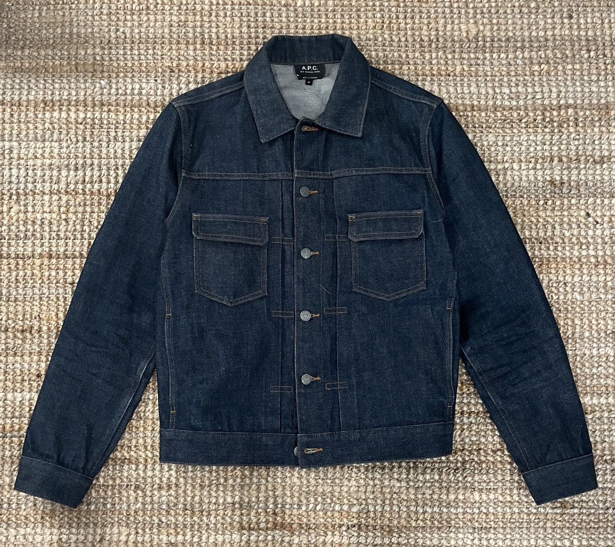 APC Japanese Selvedge Denim newest Type II 2 Trucker Smoke Pattern Jacket Small