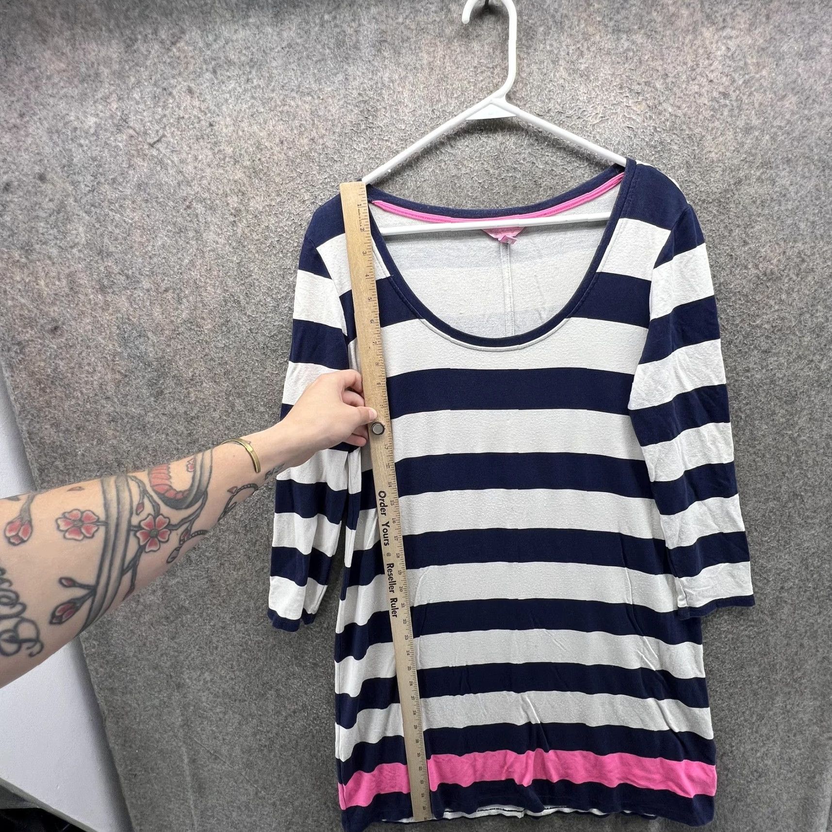 Lilly Pulitzer Lilly Pulitzer Shirt Dress Womens M Blue Striped Scoop 3/4 Sleeve Casual Vintage No (adapted: but must use only original words) Size M / US 6-8 / IT 42-44 - 5 Thumbnail