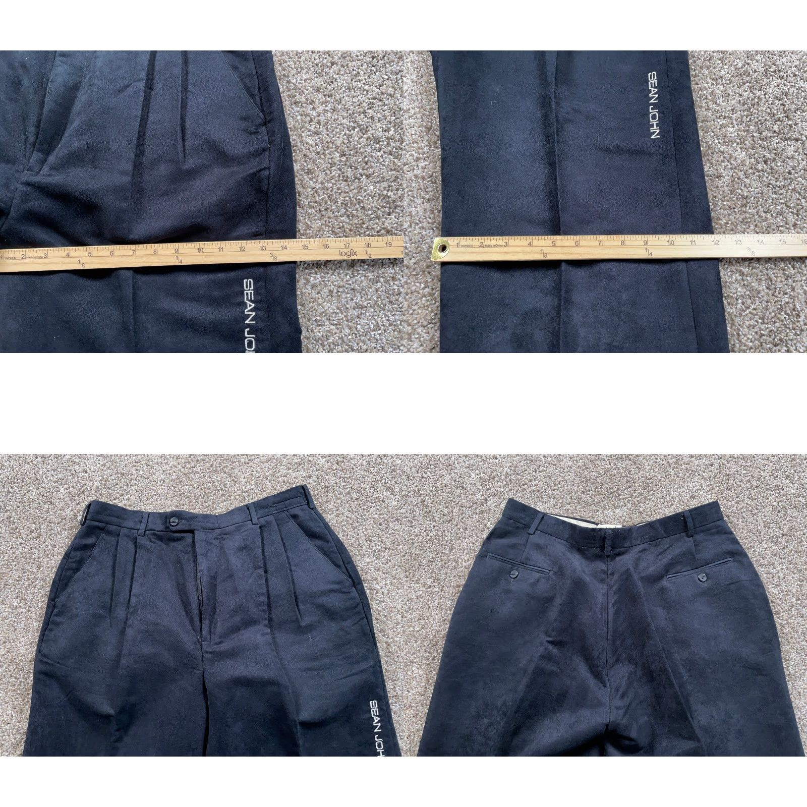 Sean John VTG Sean John Pleated Baggy Fit Pants Men's 35 x 25 Black Embroidered Cuffed Size US 35 - 8 Thumbnail