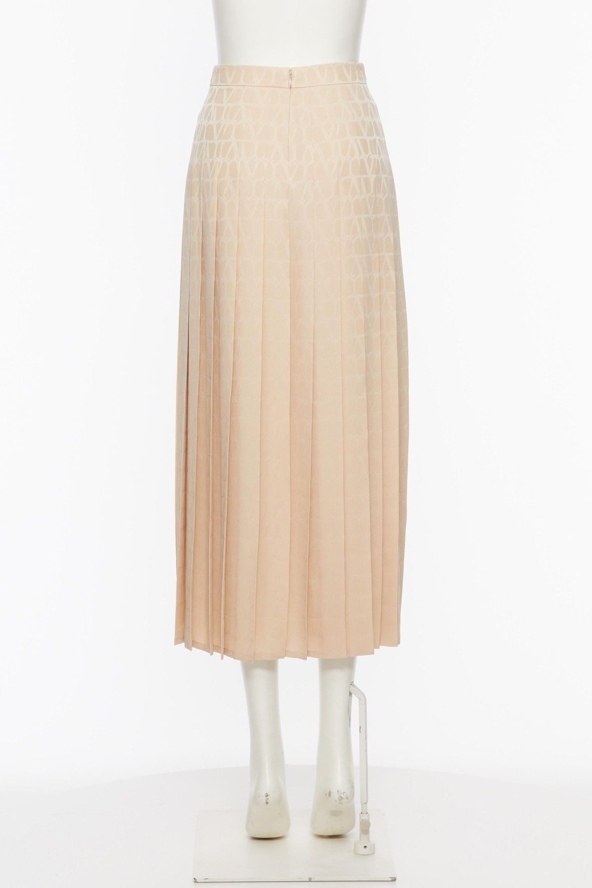 Valentino o1s1wg110525 Pleated Silk Skirt in Medium Beige Size 28" / US 6 / IT 42 - 3 Thumbnail