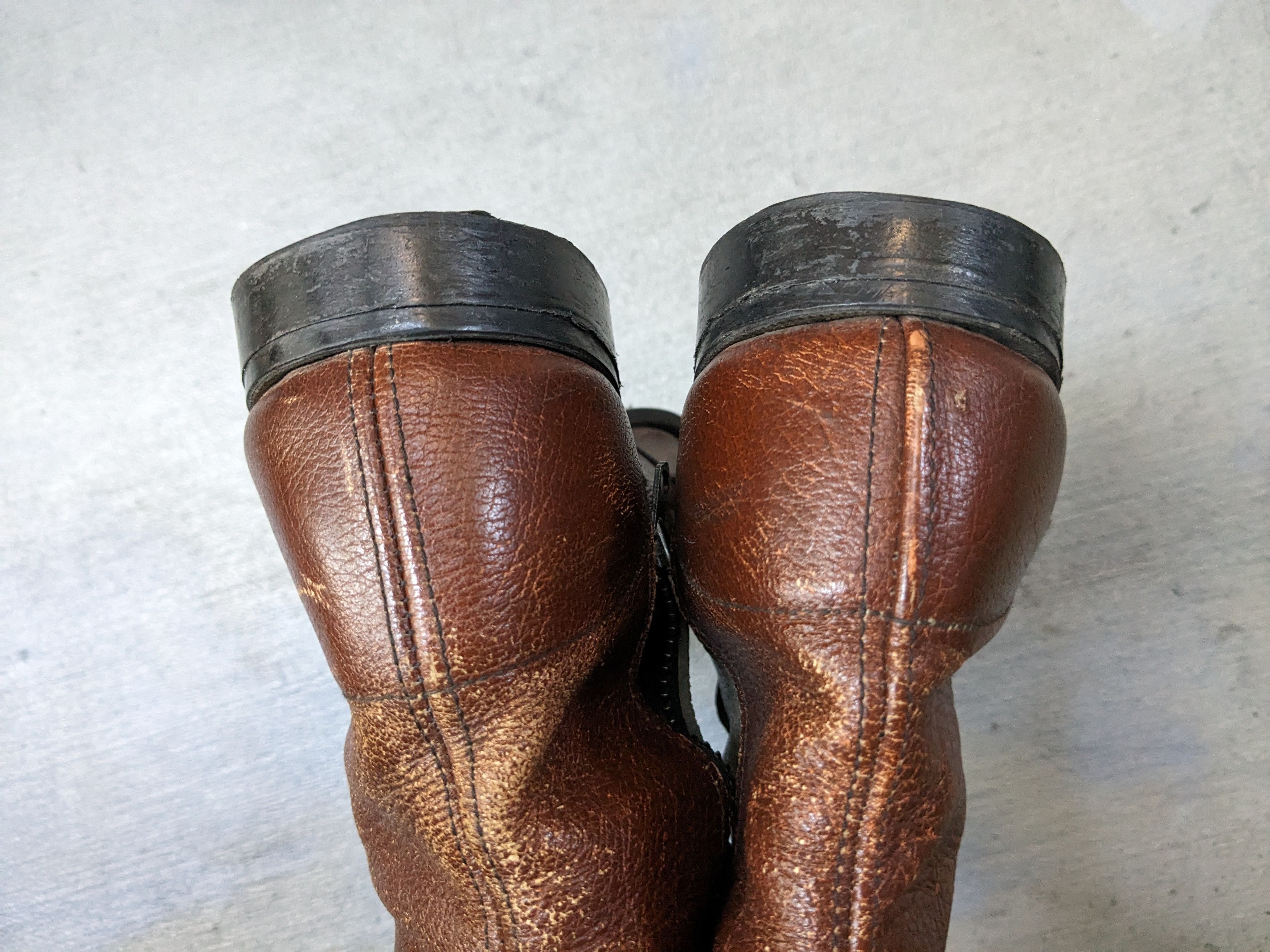 Genuine Leather Vintage Leather Side Zip Boots Brown 8.5 Buckle Botas Size US 8.5 / EU 41-42 - 14 Thumbnail