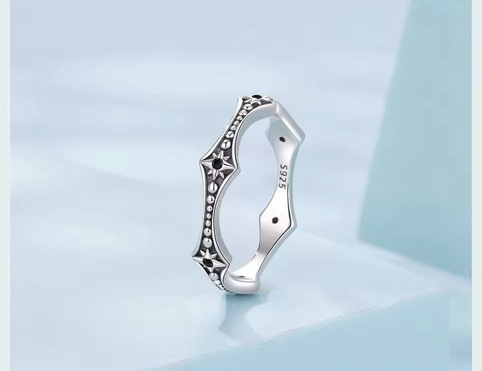 Sterling Silver 925 Sterling silver gothic black zircon ring Size ONE SIZE - 3 Thumbnail