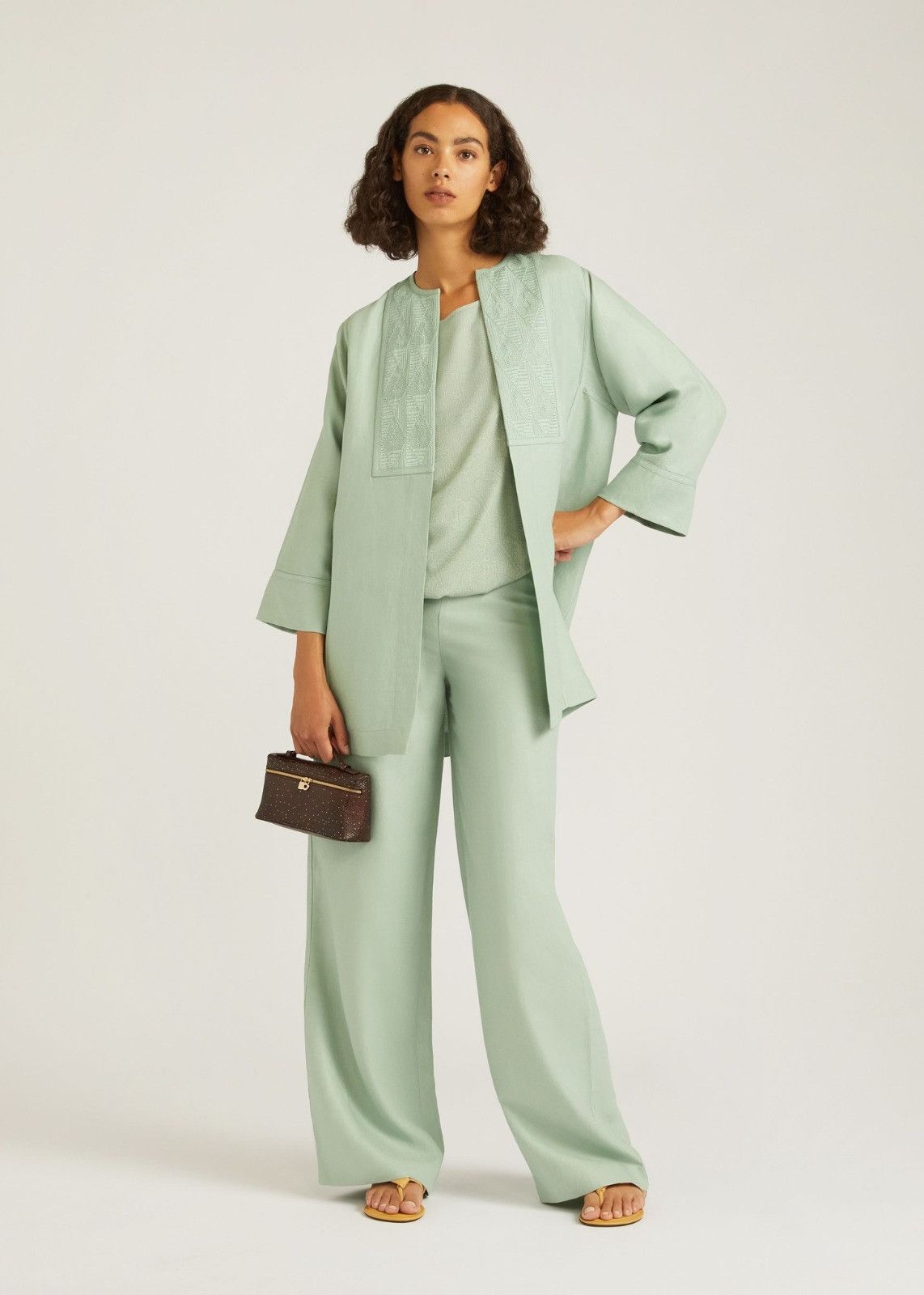 Loro Piana o1srvl11e1224 Luna Blouse in Light Green Size M / US 6-8 / IT 42-44 - 2 Thumbnail