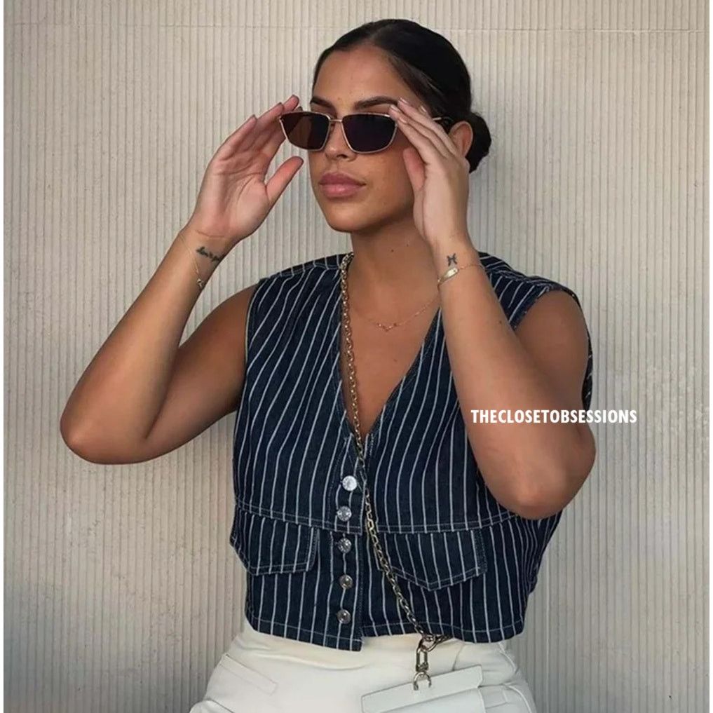 Zara ZARA Striped Cropped Vest NWT Size M / US 6-8 / IT 42-44 - 11 Thumbnail