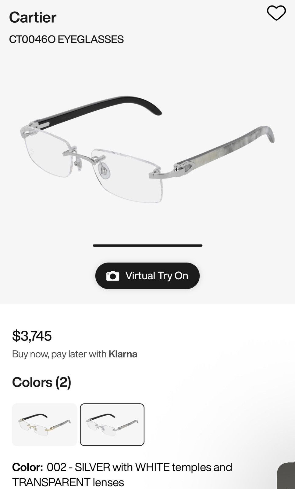 Cartier Cartier Buffalo Frames with Silver Size ONE SIZE - 10 Thumbnail