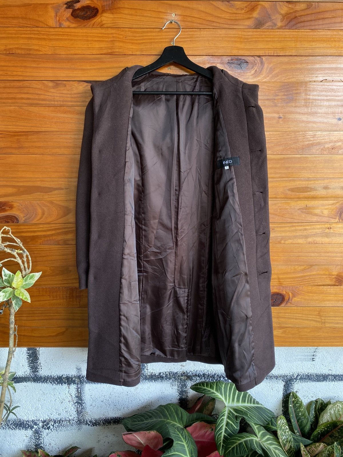 Japanese Brand Vintage INÉD Brown Hooded Wool Coat| Women’s Size 2 Size M / US 6-8 / IT 42-44 - 6 Thumbnail