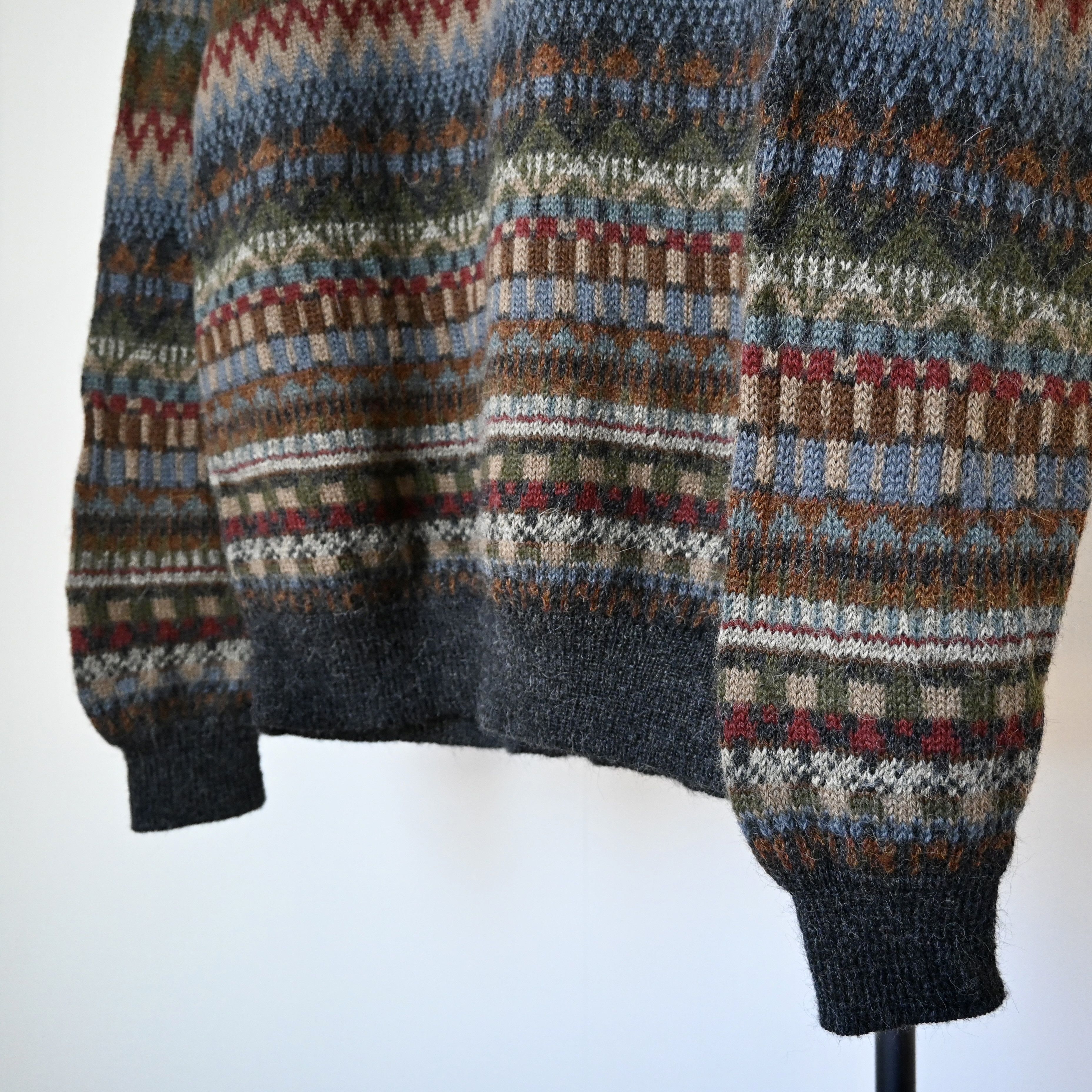 Vintage Vtg WALIKI 100% alpaca folklore striped sweater Size US L / EU 52-54 / 3 - 12 Thumbnail