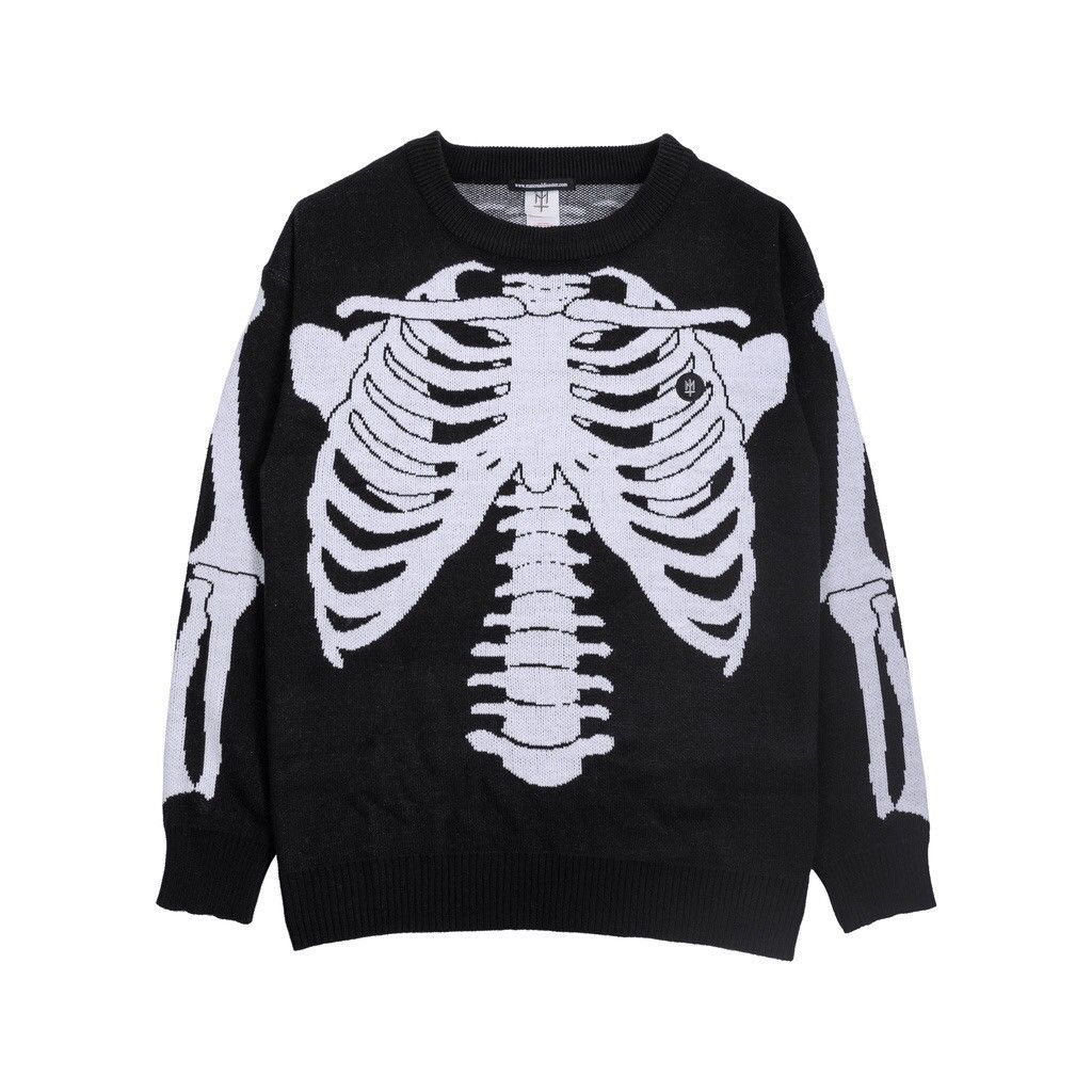 Vanson Leathers Maternal Disaster “Skeleton Bone Knit Sweater” | Grailed