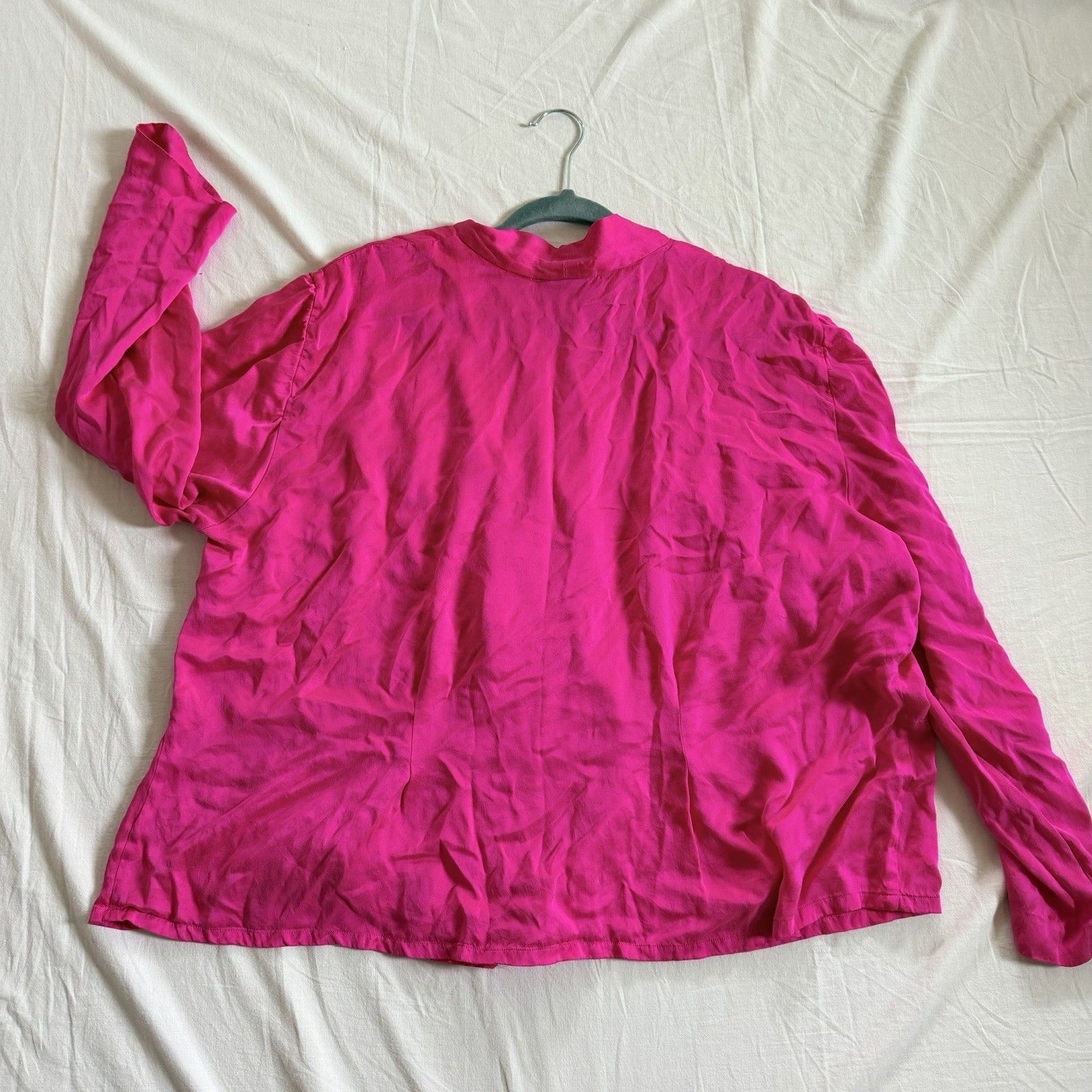 Other Dana Buchman 100% Silk Wrap Blouse Womens 22 Pink Fuchsia Size 3XL / US 20-22 - 7 Thumbnail