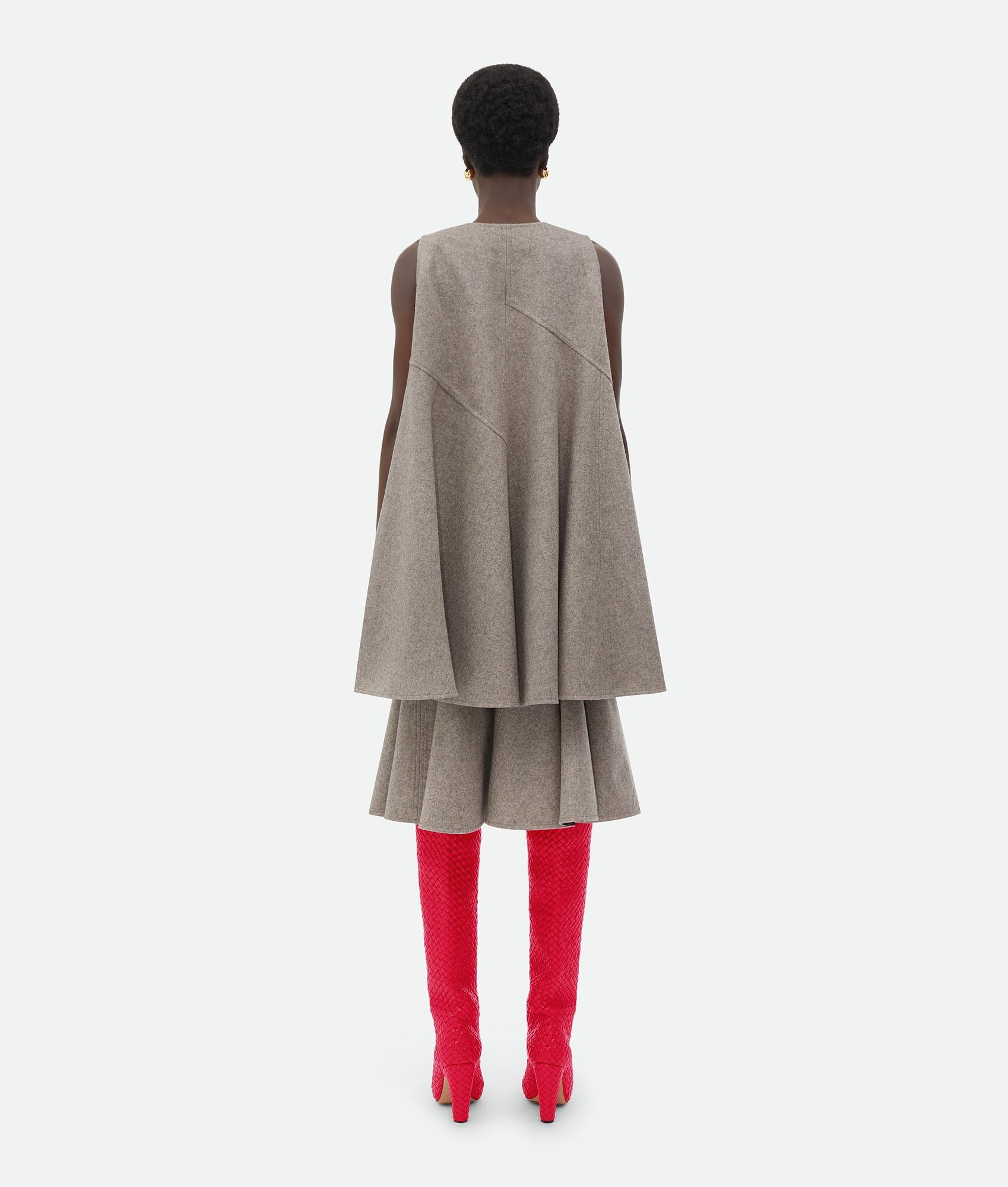 Bottega Veneta o1bcso1str0225 Wool Flannel A-Line Dress in Grey Melange Size S / US 4 / IT 40 - 3 Thumbnail