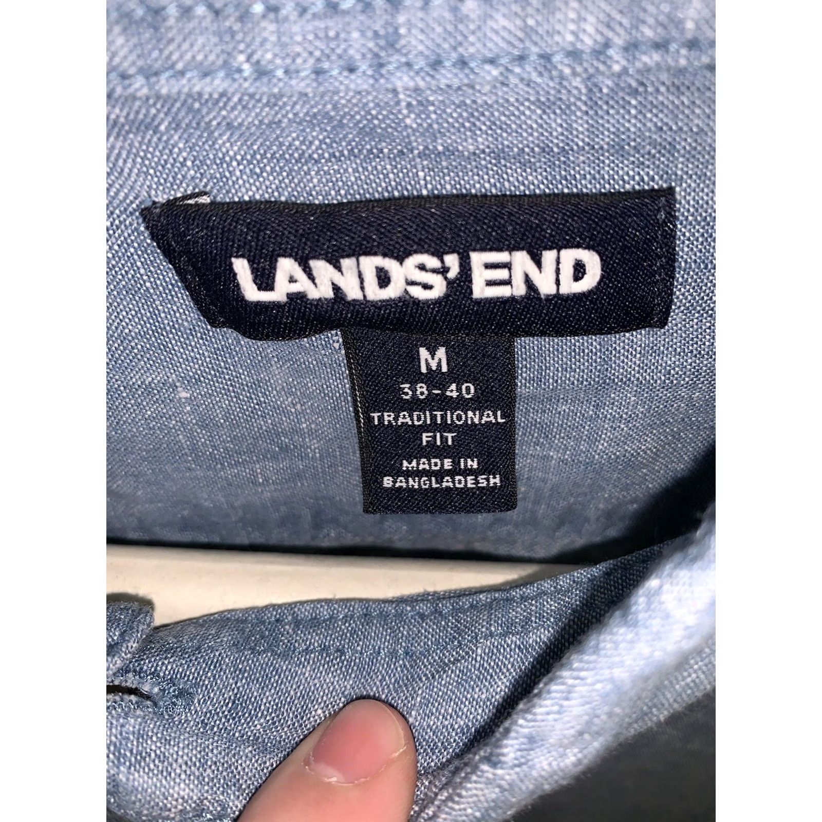 Lands' End Lands' End Denim Shirt Medium Blue Long Sleeve Button Down Size US M / EU 48-50 / 2 - 5 Thumbnail