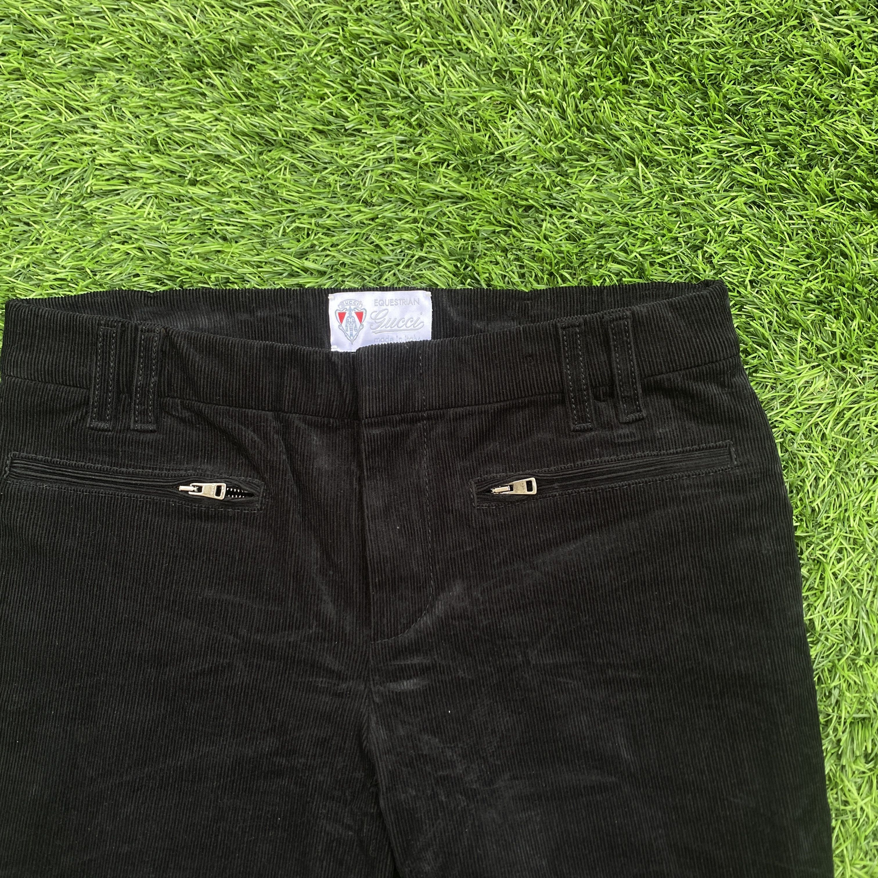 Gucci Gucci Corduroy Slim Tapered Leather Knee Pads Pants in black Size 26" / US 2 / IT 38 - 3 Thumbnail