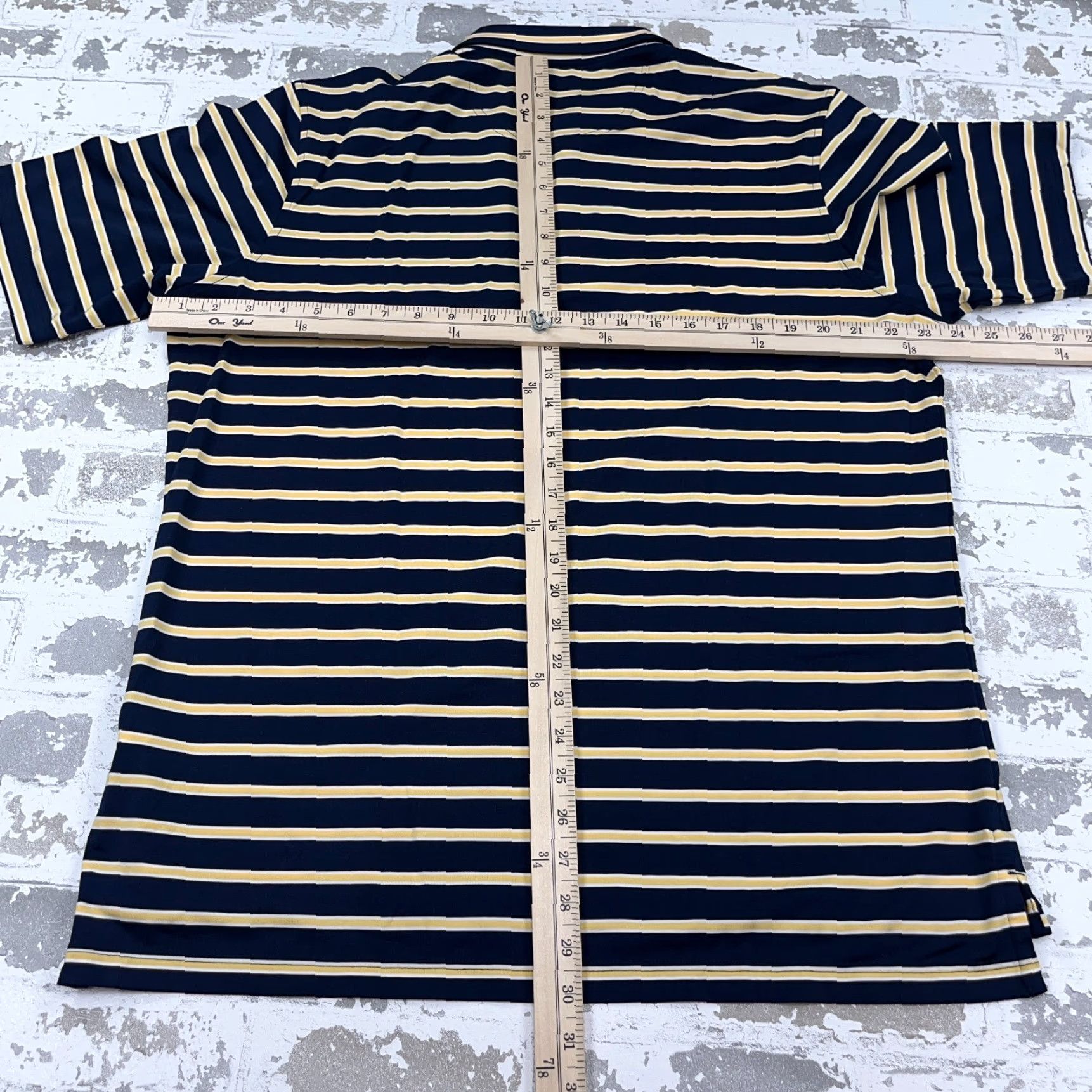 Vintage Fairway & Greene Shirt Men Large Blue Yellow Striped Performance Golf Tech Adult Size US L / EU 52-54 / 3 - 6 Thumbnail