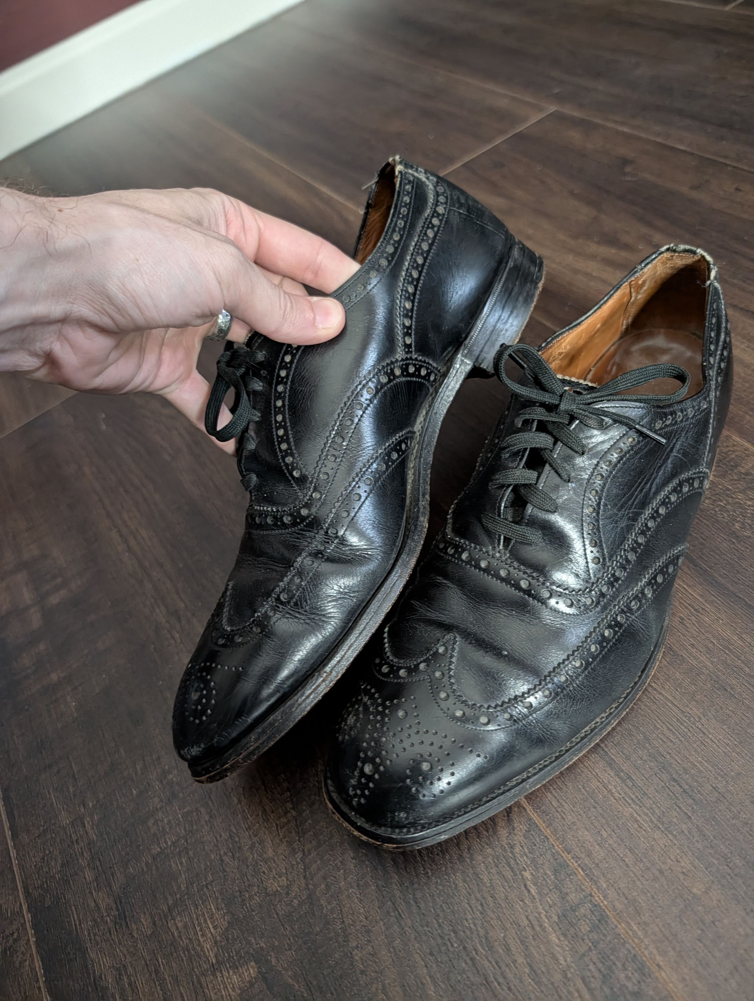 Brooks Brothers BROOKS ENGLISH Black leather Oxford wingtip brogues Size US 9.5 / EU 42-43 - 4 Thumbnail