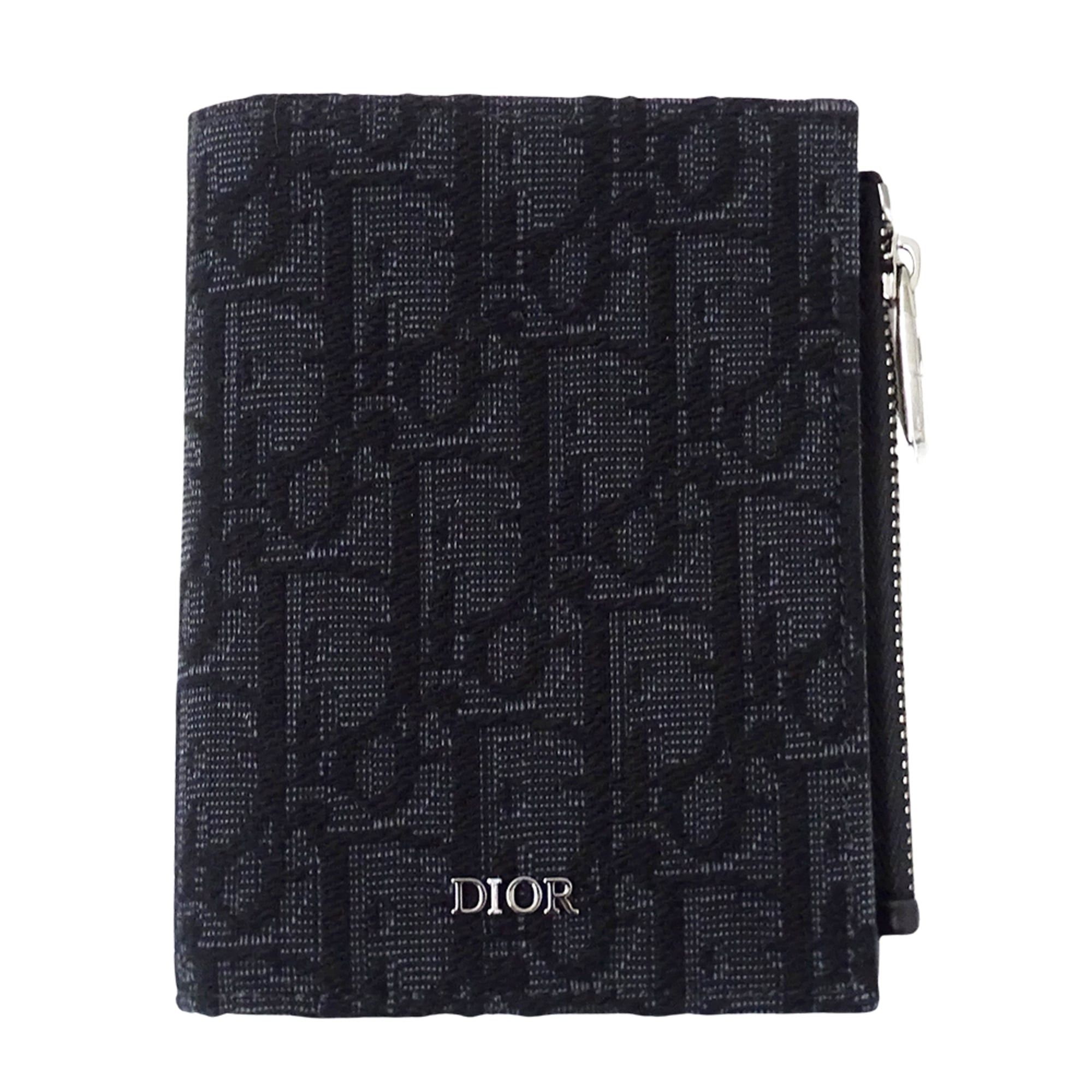 Dior Christian Dior Dior women's wallet, brand name, bi-fold oblique jacquard, black, mini wallet Size ONE SIZE - 1 Thumbnail